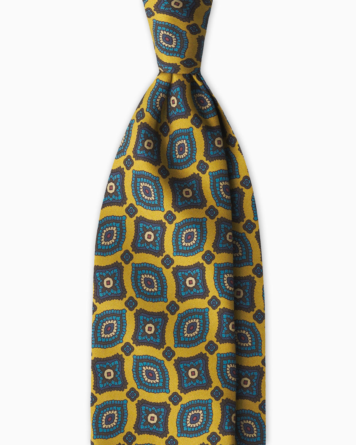 Cravatta in Seta Stampata Paisley - Senape