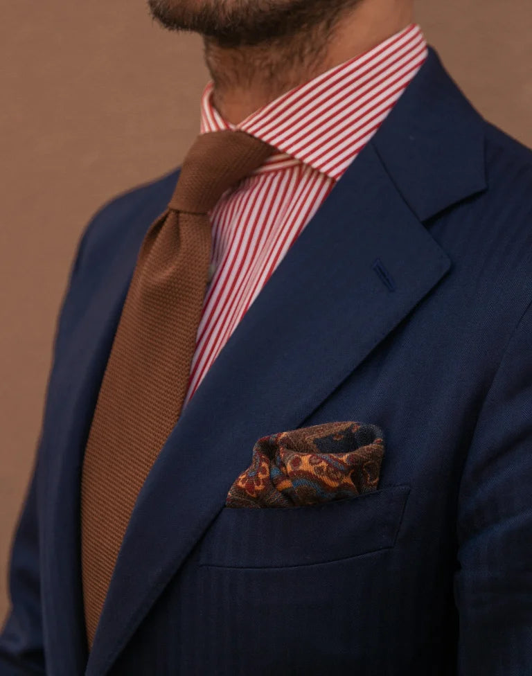 pocket square printed wool - pochette da taschino in lana stampata