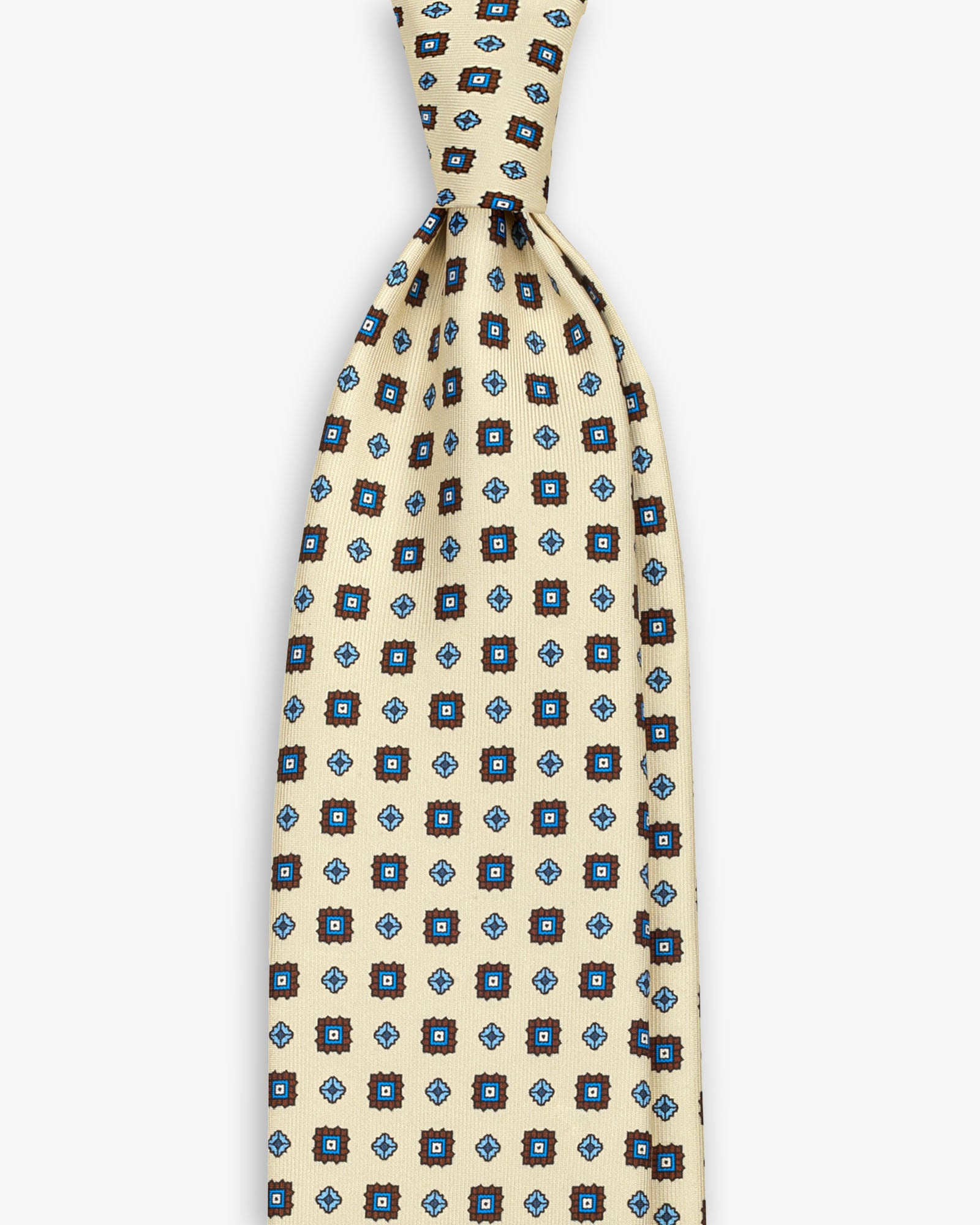 Cravatta 3 Pieghe In Seta Inglese Stampata Microdisegno - Avorio