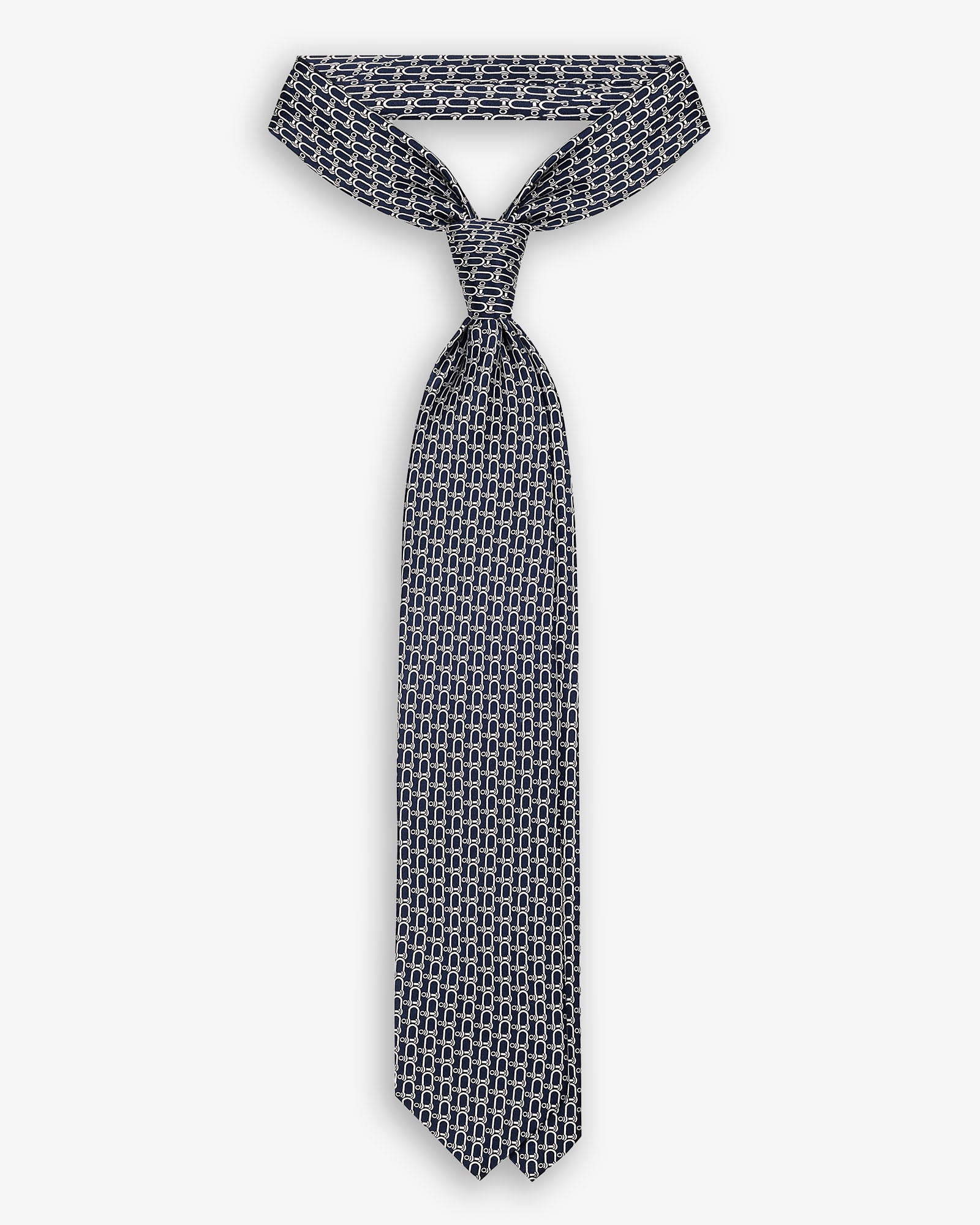 Cravatta 3 Pieghe in Seta Raso Microdisegno - Blu