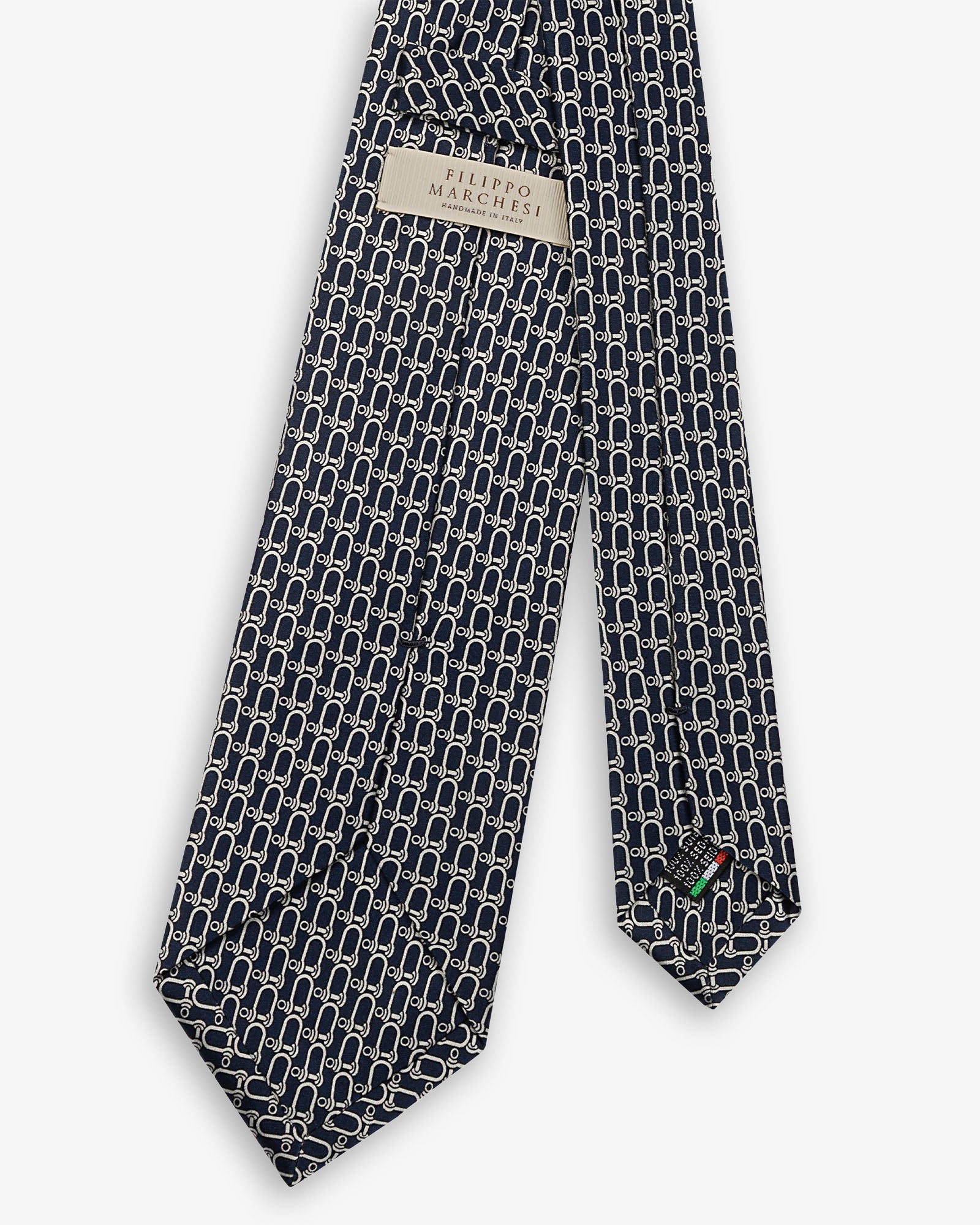 Cravatta 3 Pieghe in Seta Raso Microdisegno - Blu