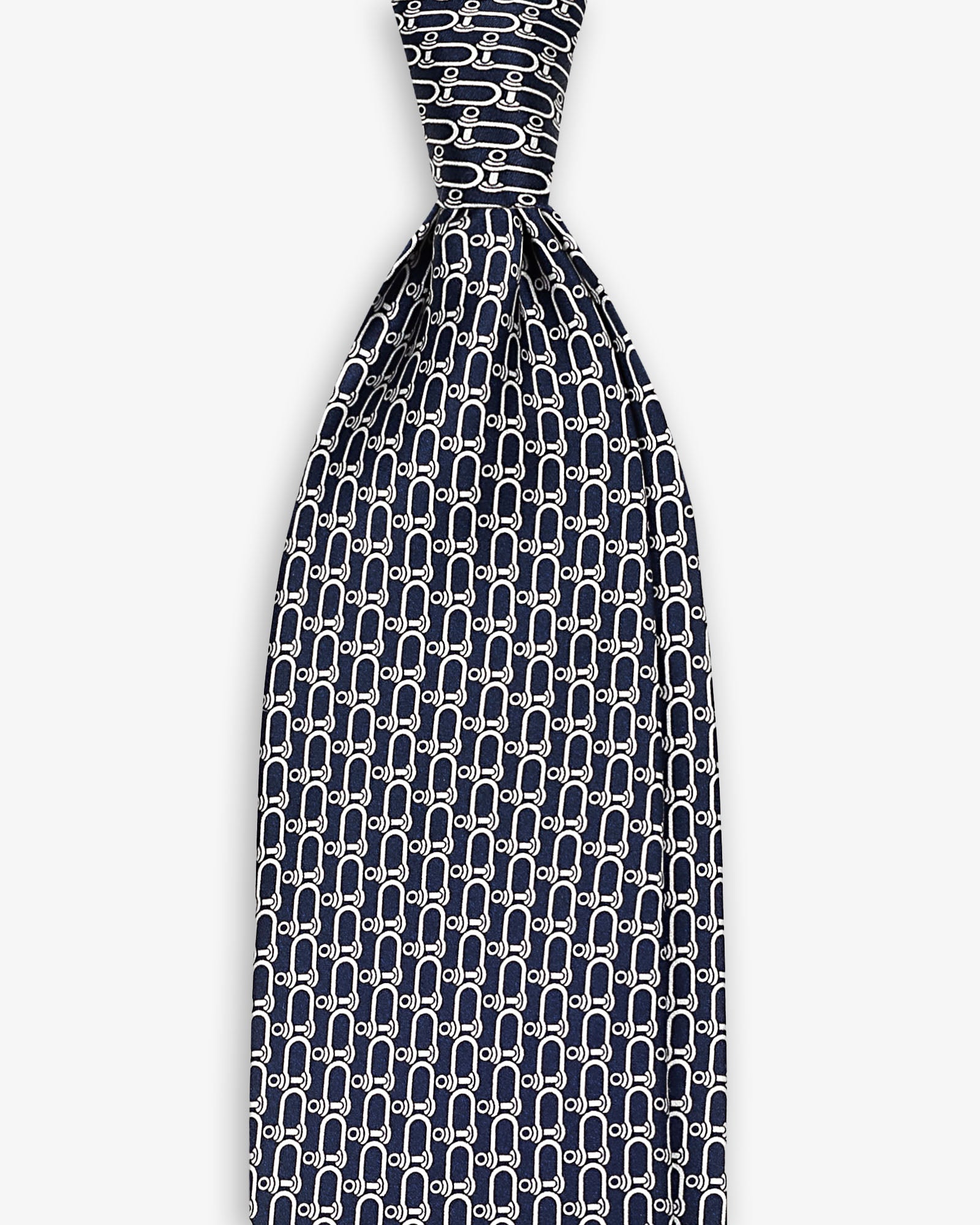 Cravatta 3 Pieghe in Seta Raso Microdisegno - Blu, image size:1600x2000