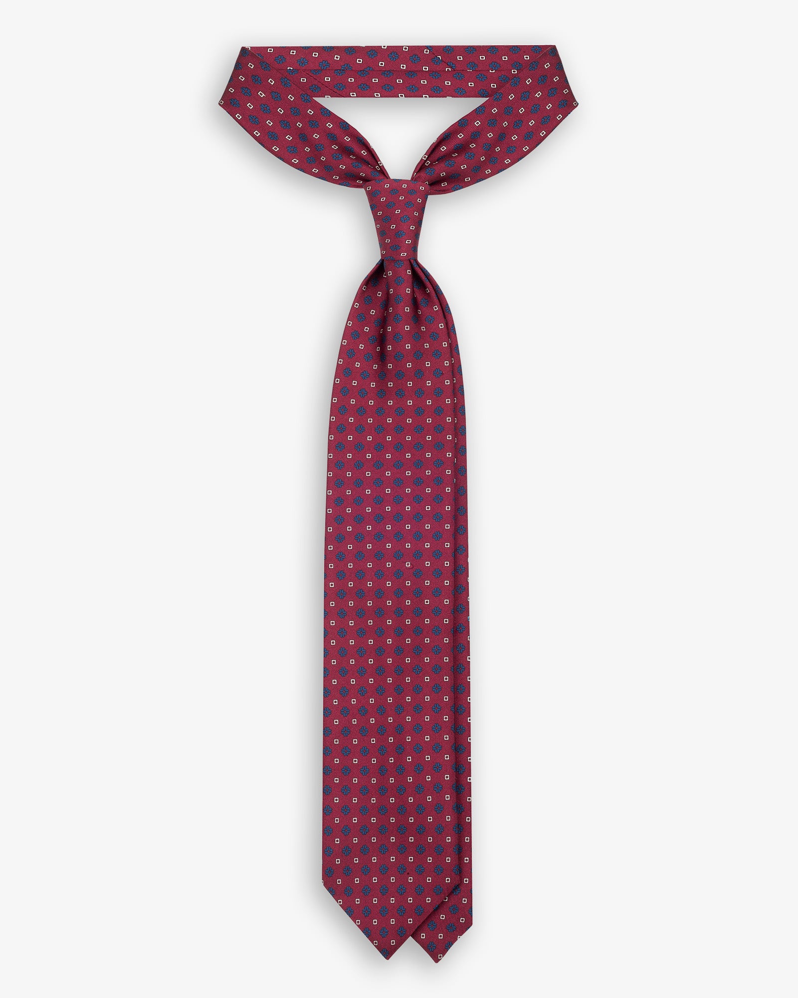 Cravatta 3 Pieghe In Seta Italiana Stampata Microdisegno - Bordeaux