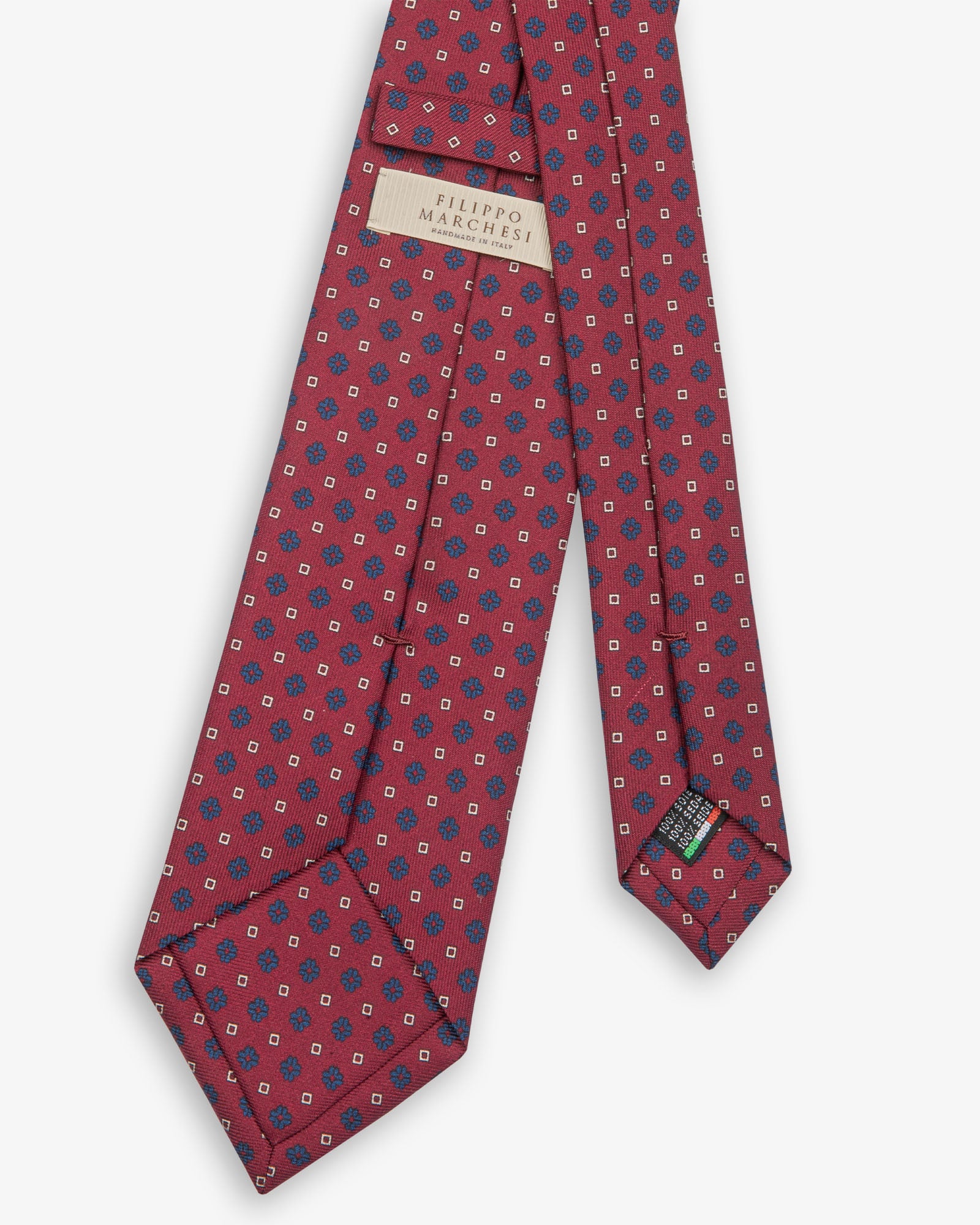 Cravatta 3 Pieghe In Seta Italiana Stampata Microdisegno - Bordeaux