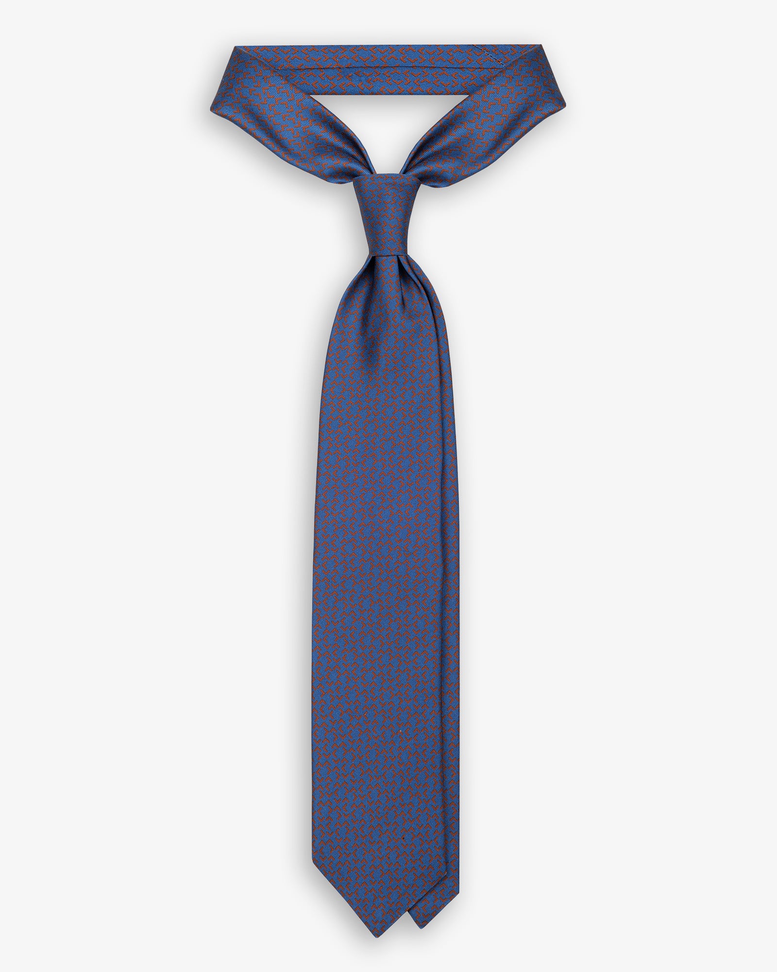 Cravatta 3 Pieghe In Seta Italiana Stampata Micromotivo - Blu di Persia