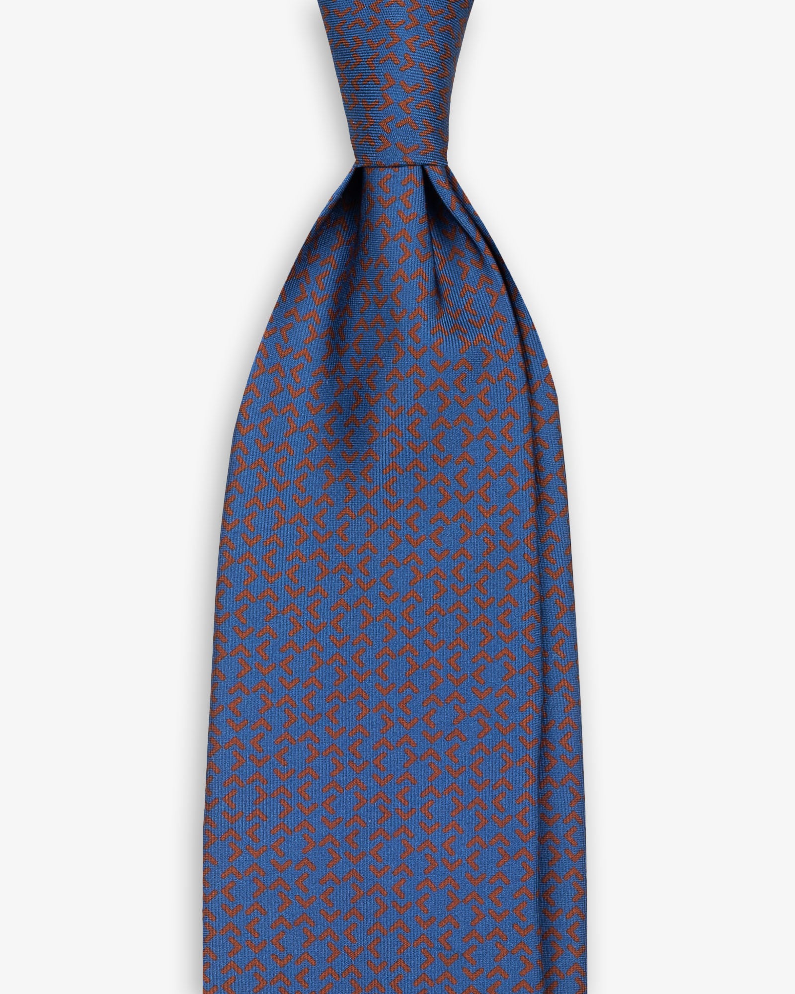 Cravatta 3 Pieghe In Seta Italiana Stampata Micromotivo - Blu di Persia
