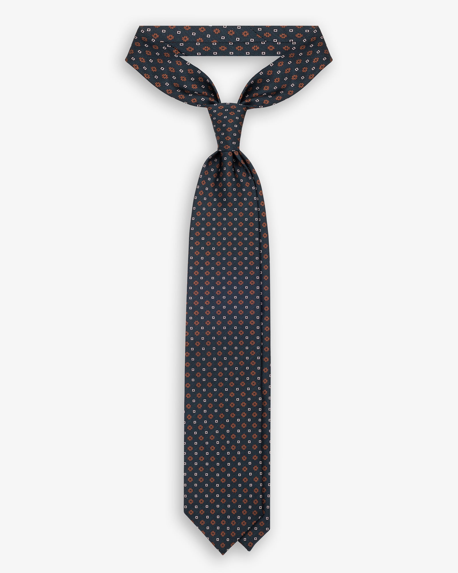 Cravatta 3 Pieghe In Seta Italiana Stampata Microdisegno - Verde Petrolio