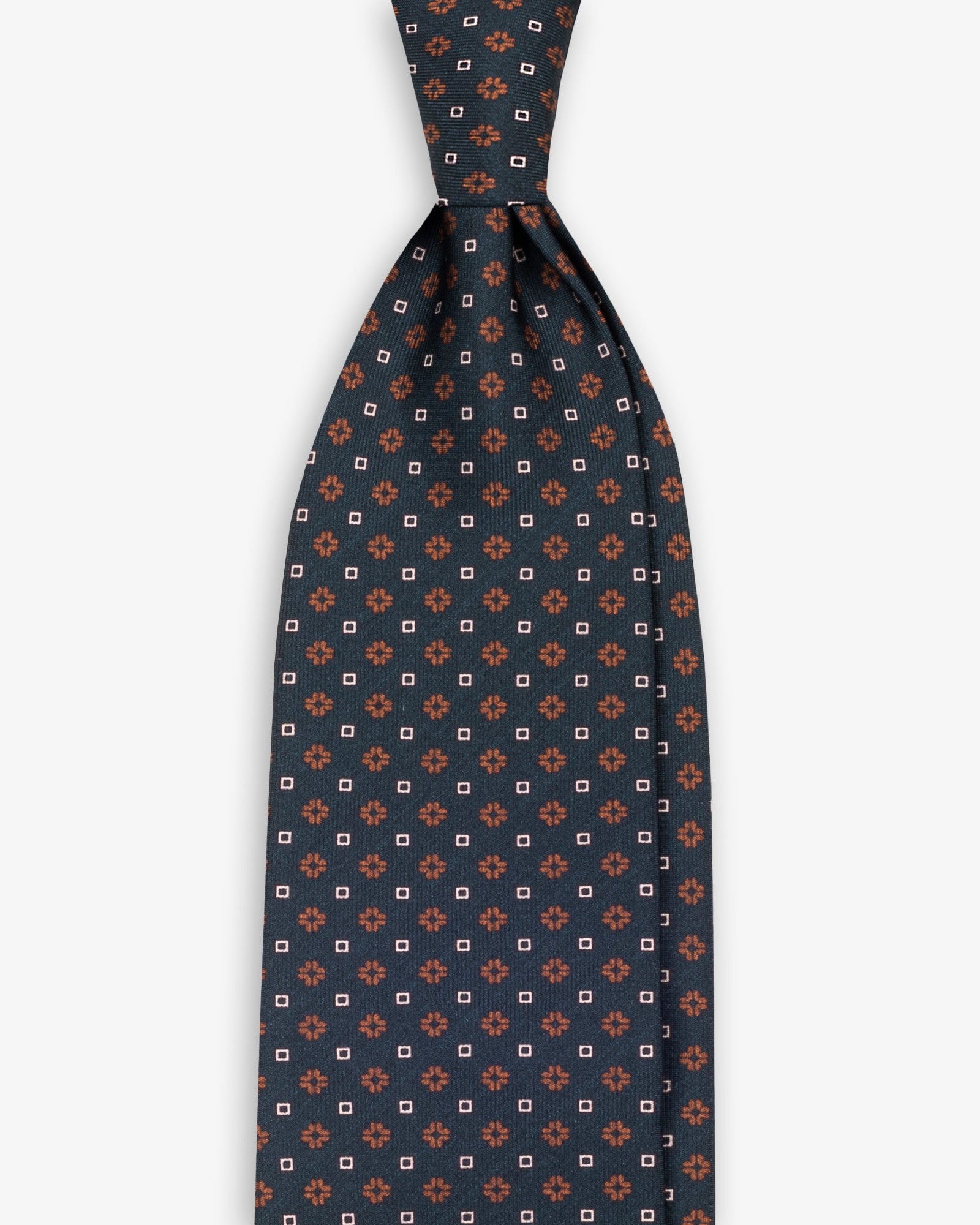 Cravatta 3 Pieghe In Seta Italiana Stampata Microdisegno - Verde Petrolio