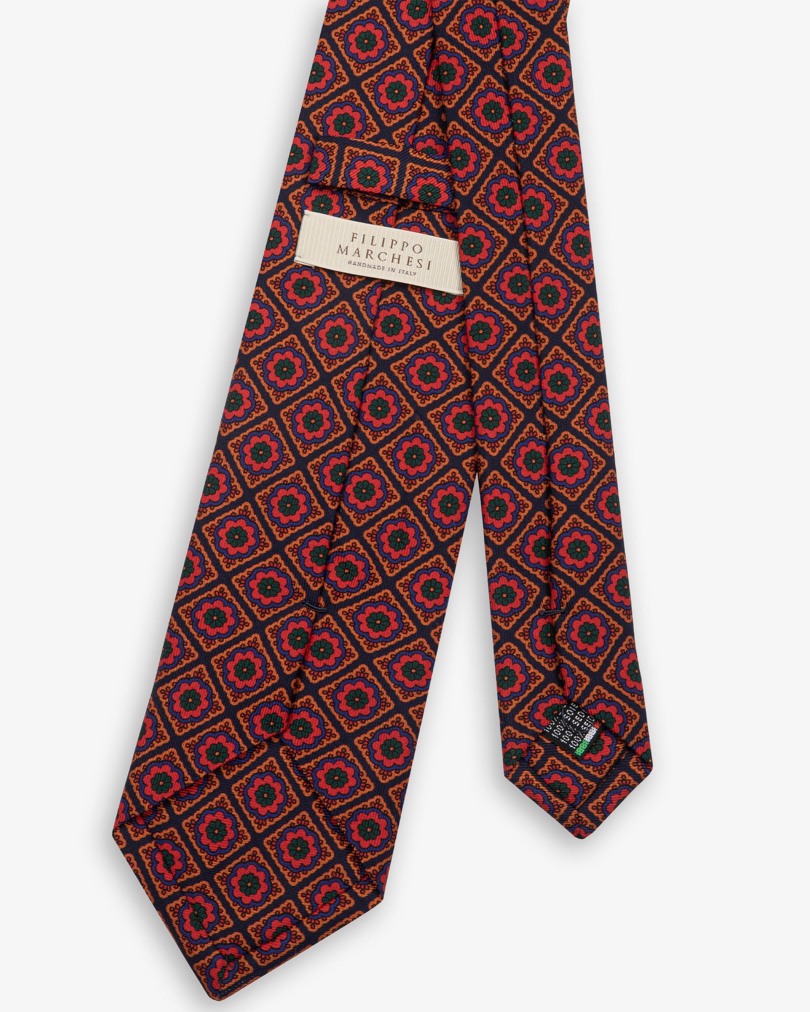 Cravatta 3 Pieghe In Seta Ancient Madder Floreale - Blu Rosso