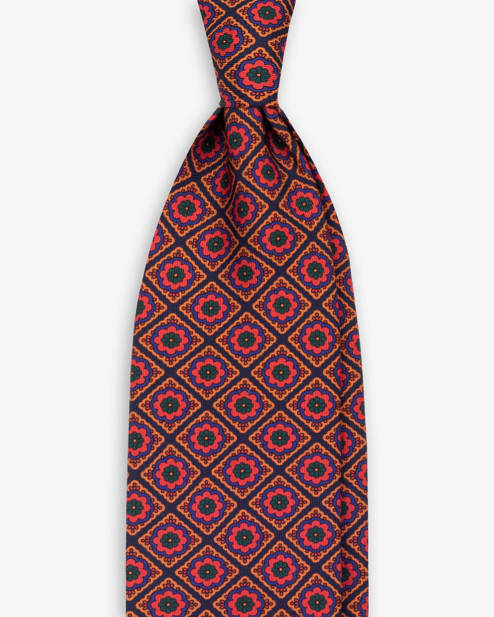 Cravatta 3 Pieghe In Seta Ancient Madder Floreale - Blu Rosso
