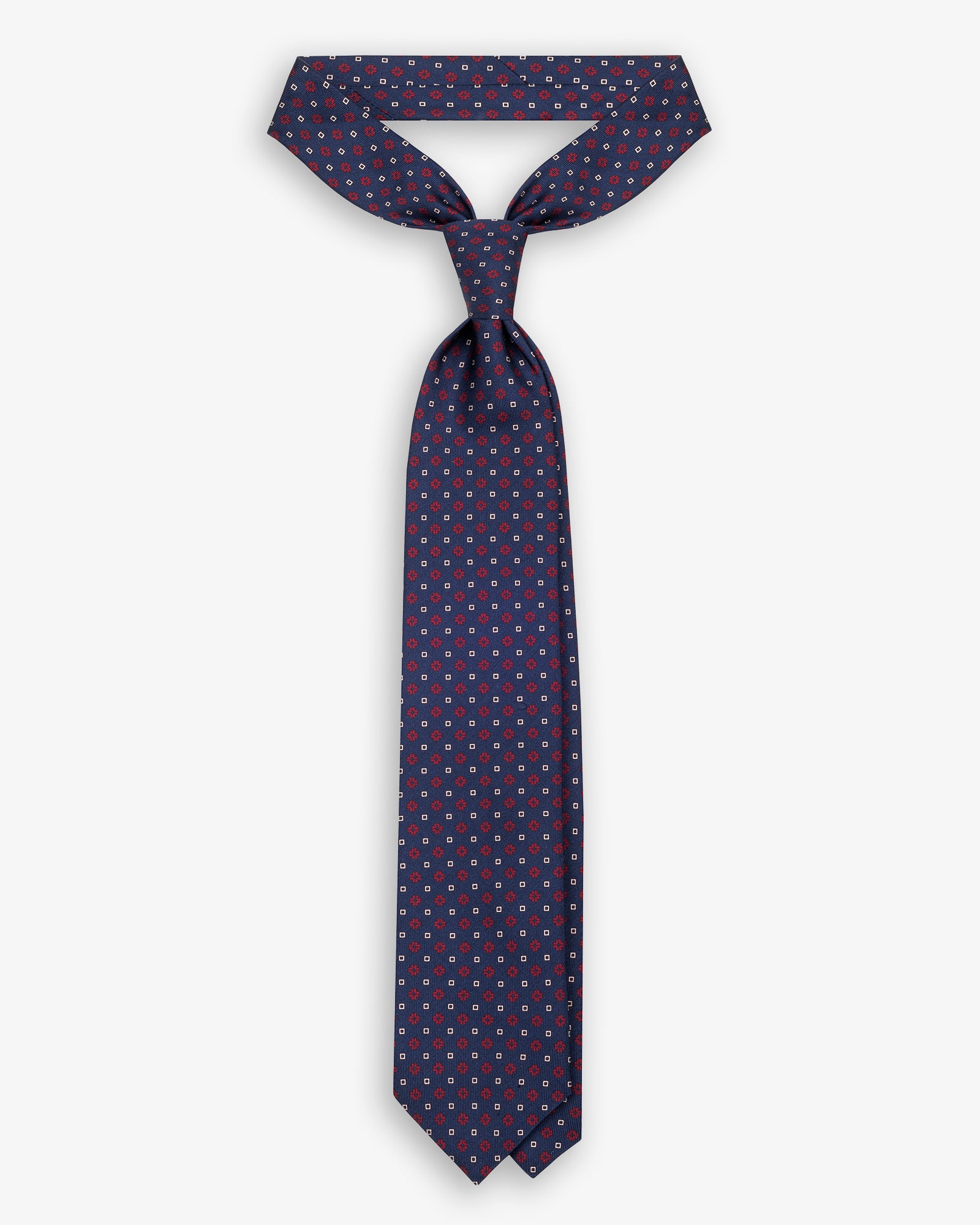 Cravatta 3 Pieghe In Seta Italiana Stampata Microdisegno - Blu