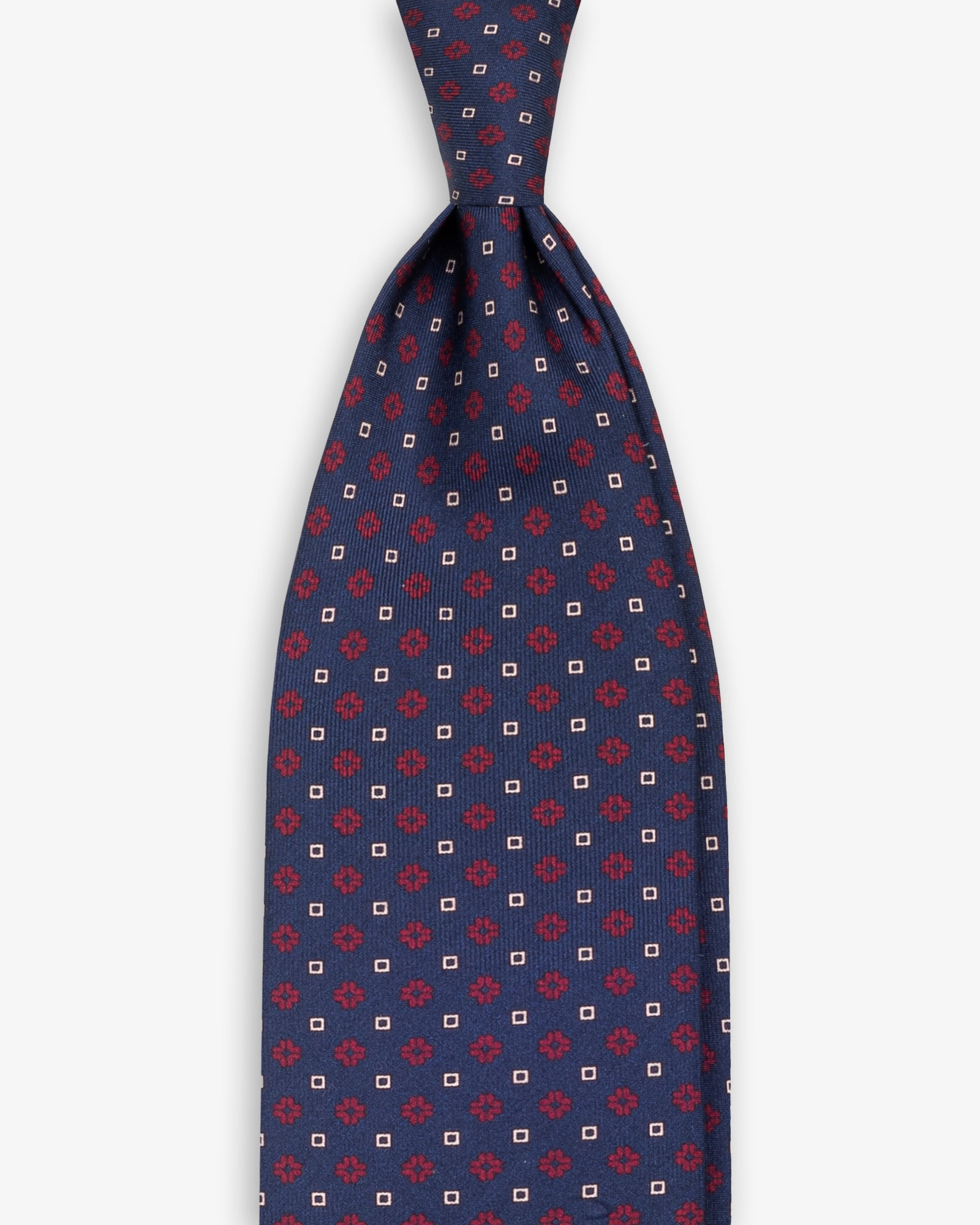 Cravatta 3 Pieghe In Seta Italiana Stampata Microdisegno - Blu