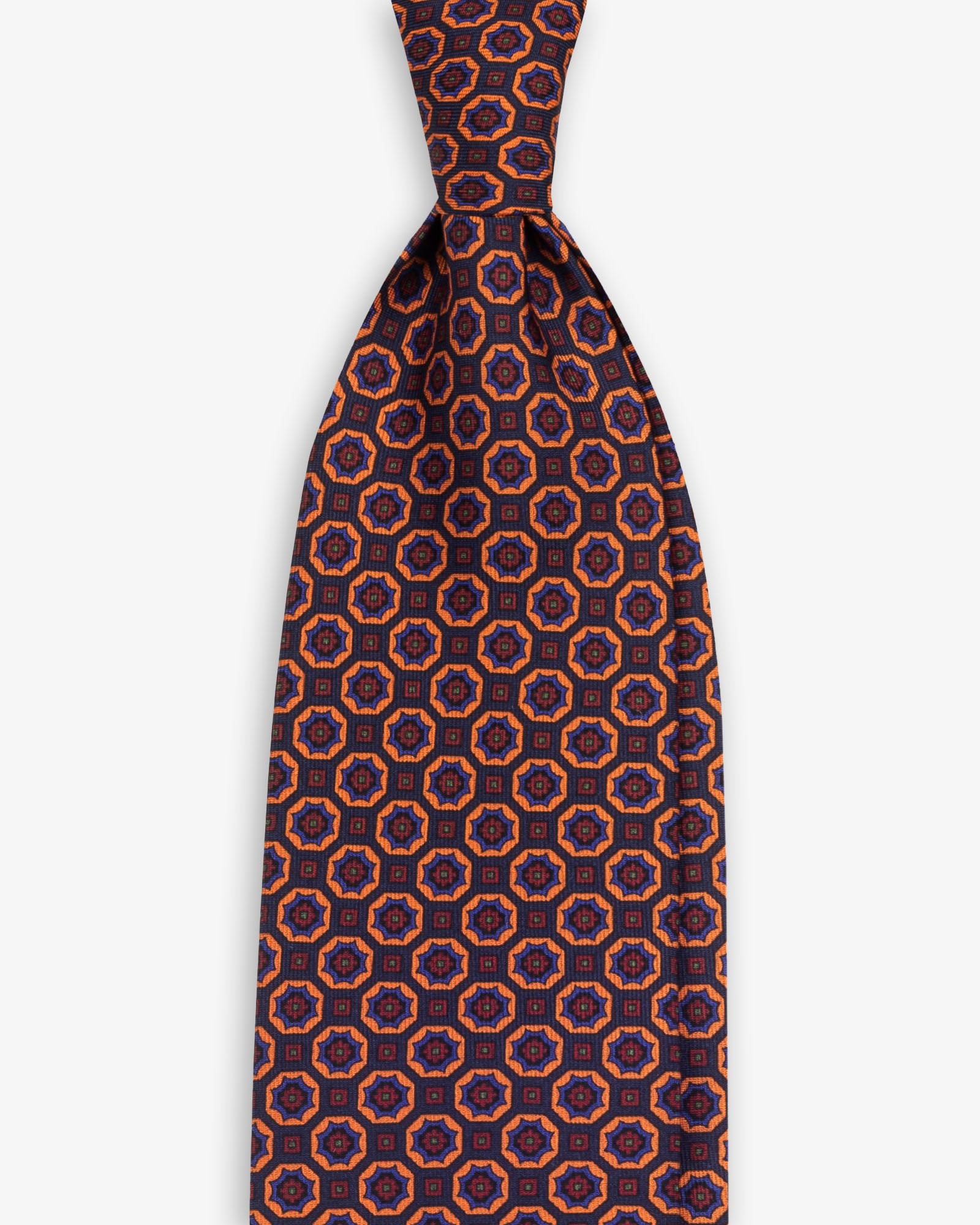 Cravatta In Seta TigerTie Designer - Motivo Intrecciato Giallo, Blu, Arancione - Lunghezza 150 Cm, Larghezza 8 Cm
