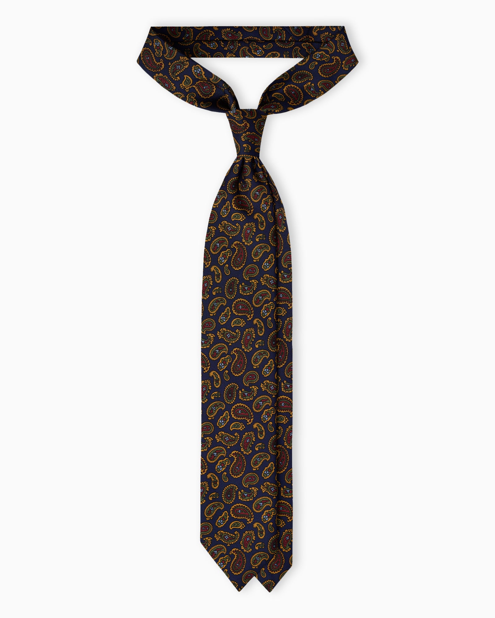 Cravatta in Seta Stampata Inglese Paisley - Blu