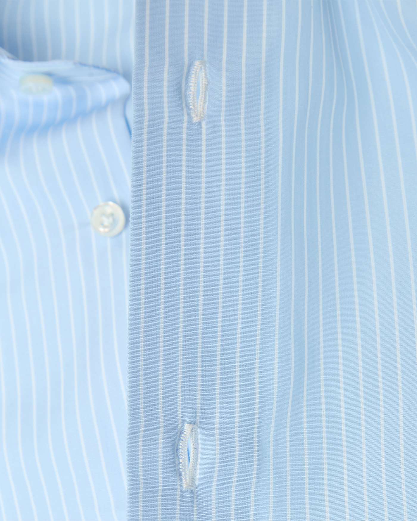 Camicia Classica Sartoriale a Righe Sottili in Cotone Collo Cutaway - Azzurro Bianco