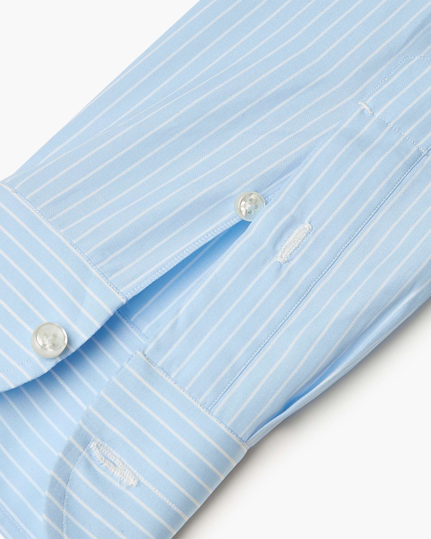 Camicia Classica Sartoriale a Righe Sottili in Cotone Collo Cutaway - Azzurro Bianco