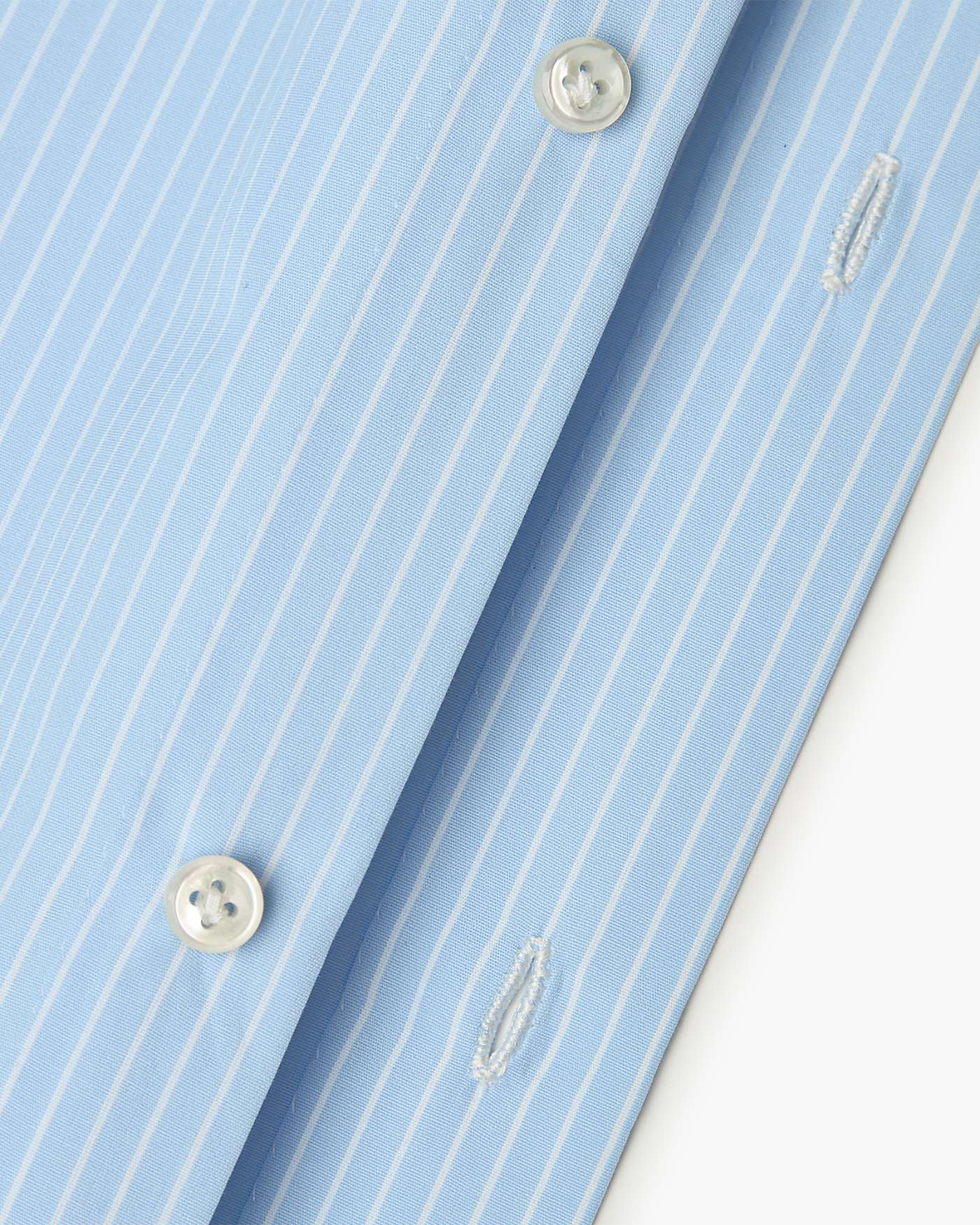 Camicia Classica Sartoriale a Righe Sottili in Cotone Collo Cutaway - Azzurro Bianco