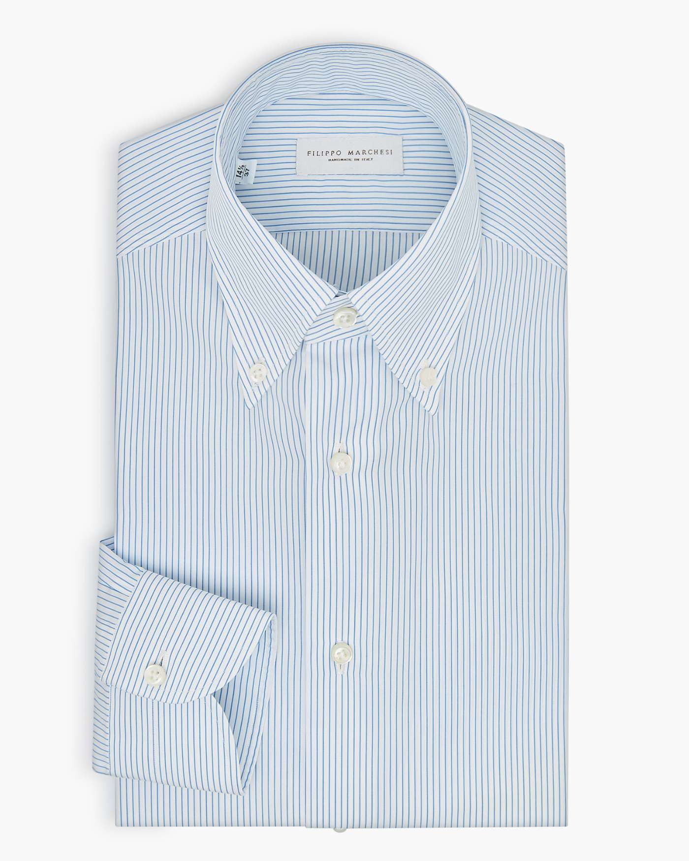Classic Sartorial Thin Stripe Button Down Collar Shirt – Light Blue
