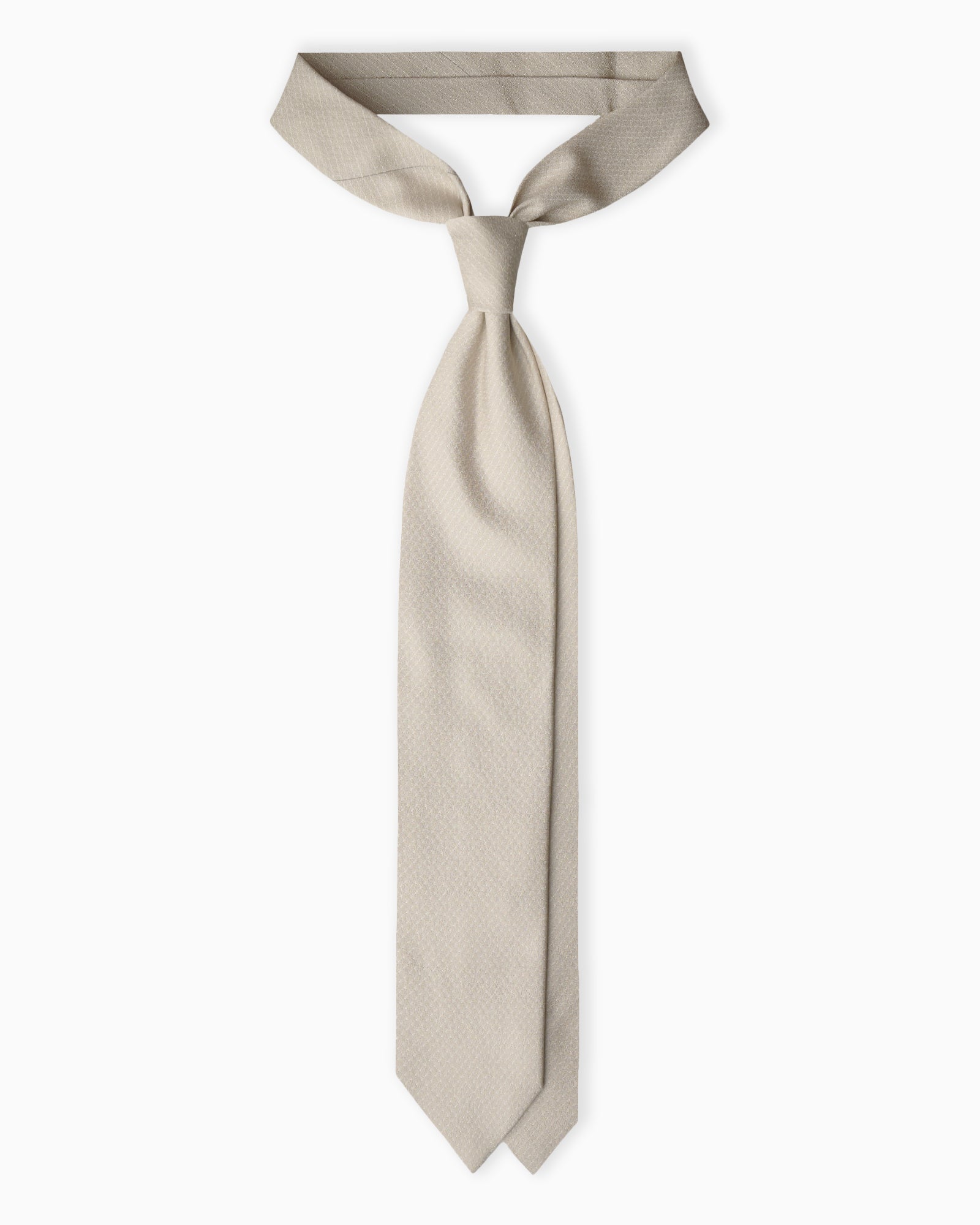 Cravatta in Seta Jacquard 3 Pieghe Micromotivo - Beige