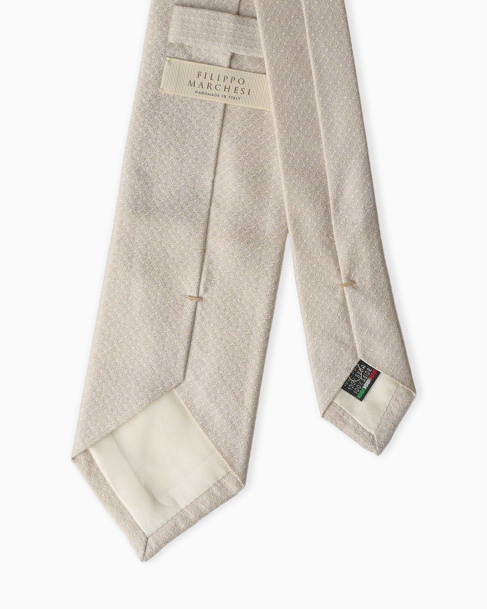 Cravatta in Seta Jacquard 3 Pieghe Micromotivo - Beige