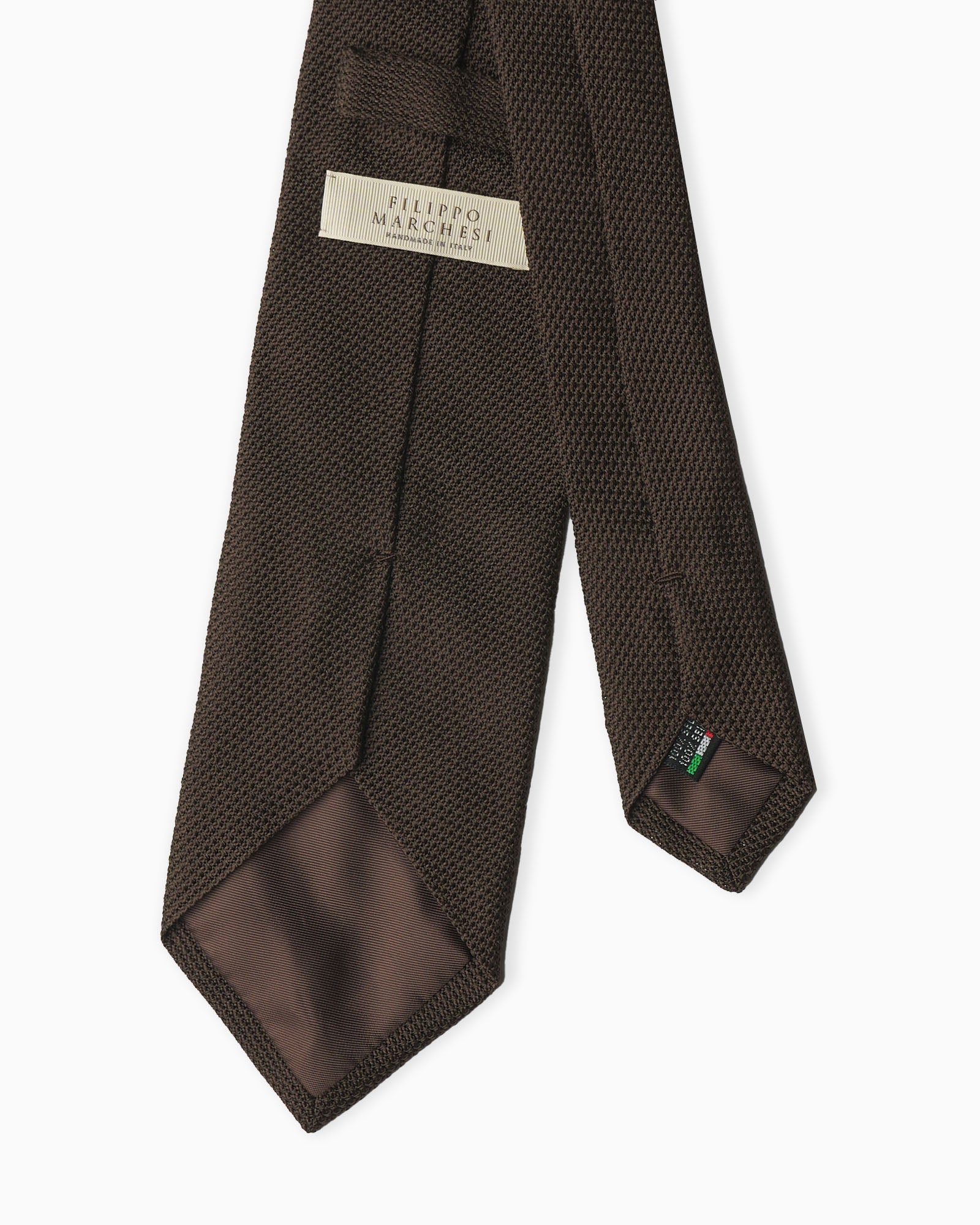 Dark brown artisanal grenadine silk tie with fine gauze weave