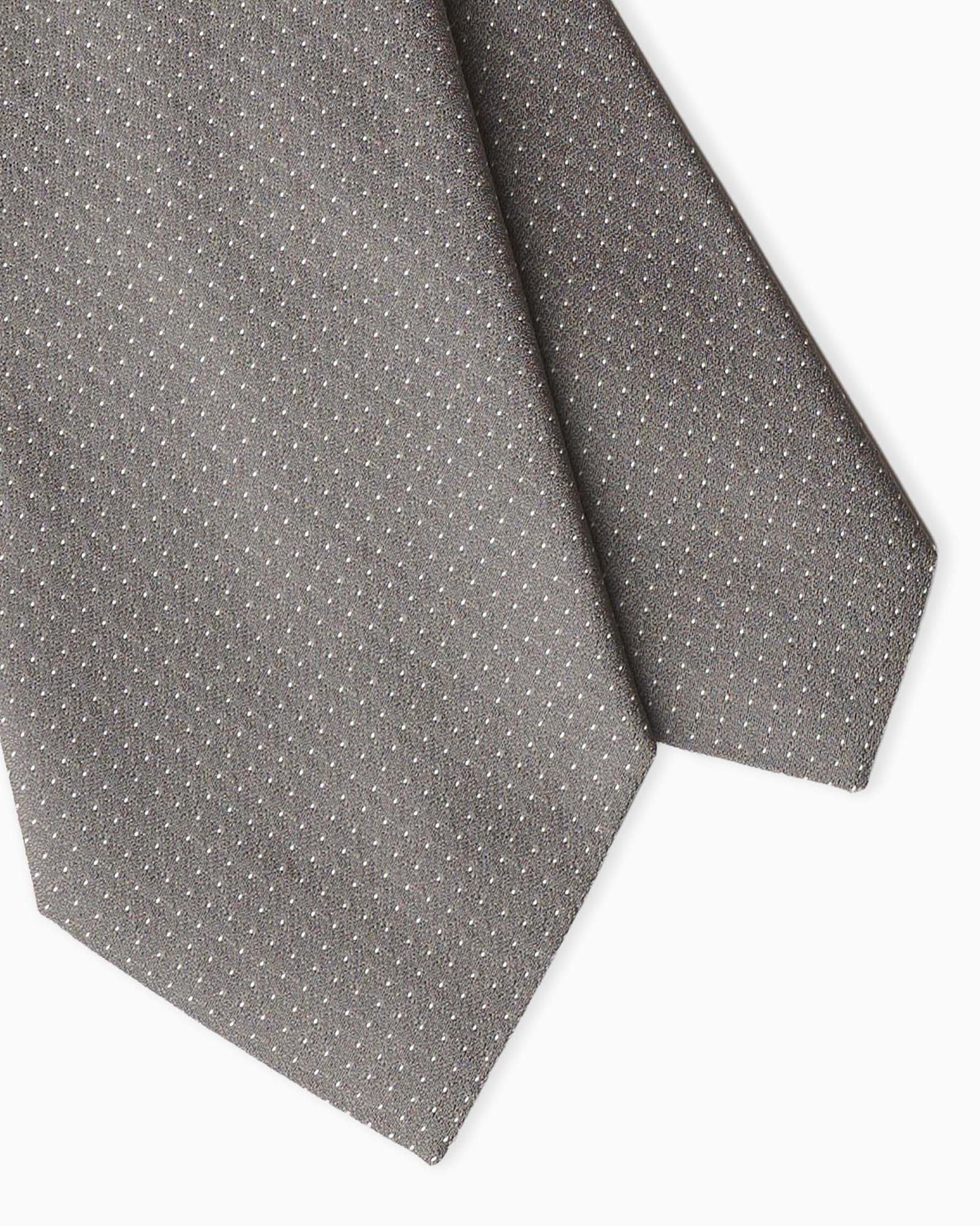 Cravatta in Seta Jacquard Micro Pois - Grigio
