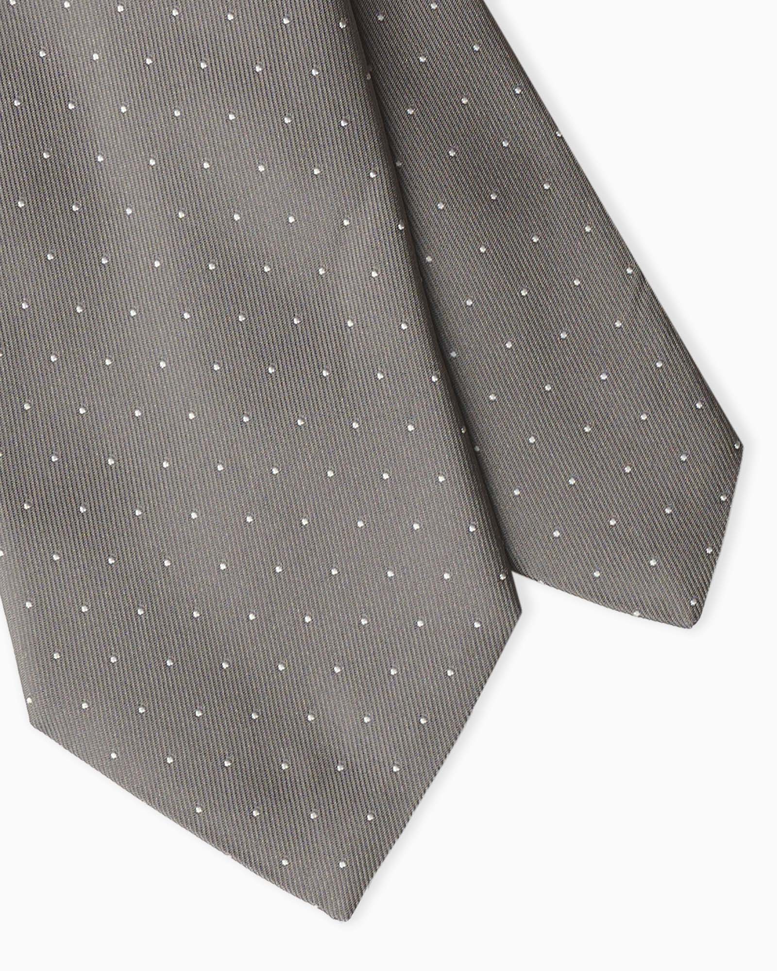 Cravatta in Seta Jacquard Pois - Grigio