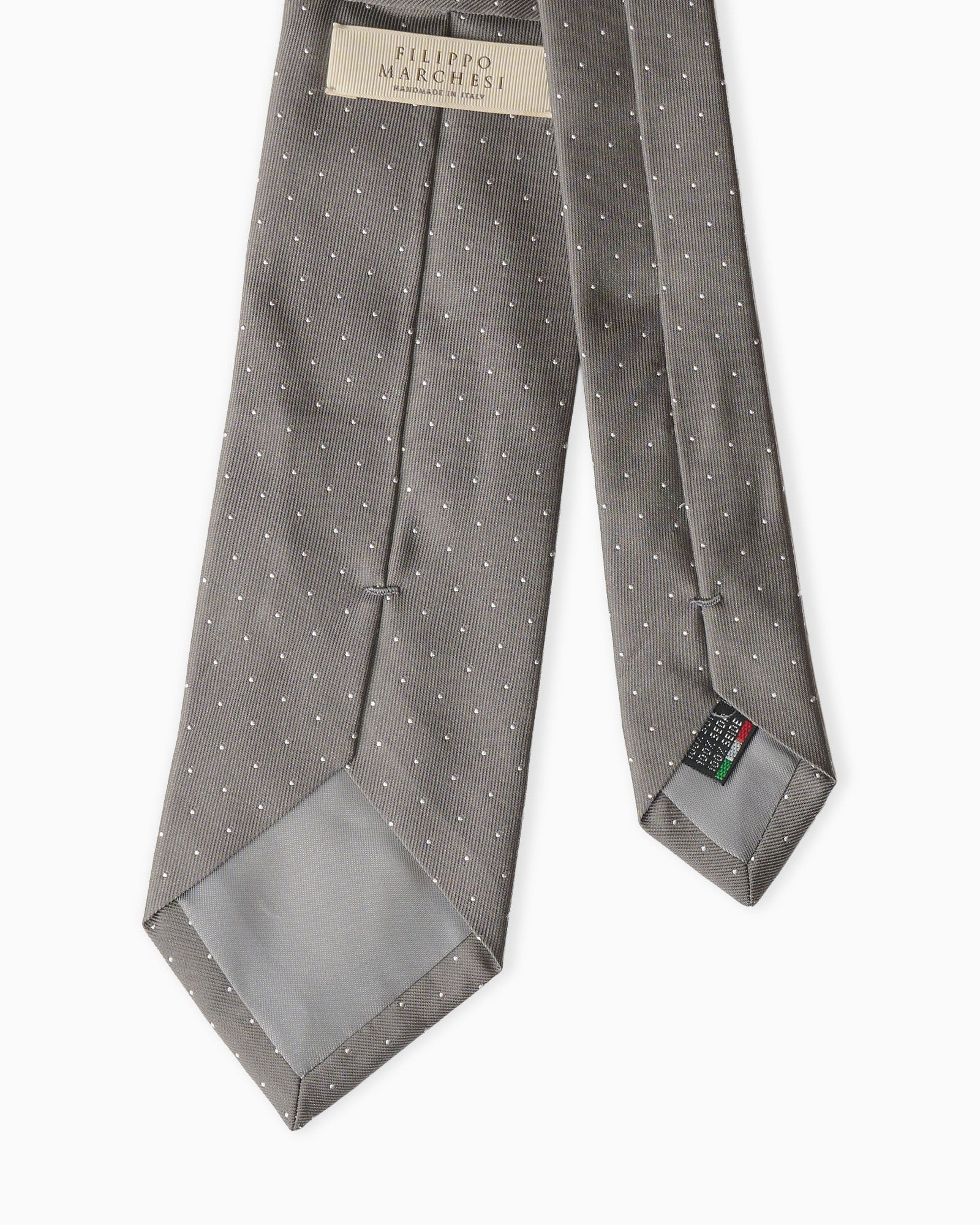 Cravatta in Seta Jacquard Pois - Grigio