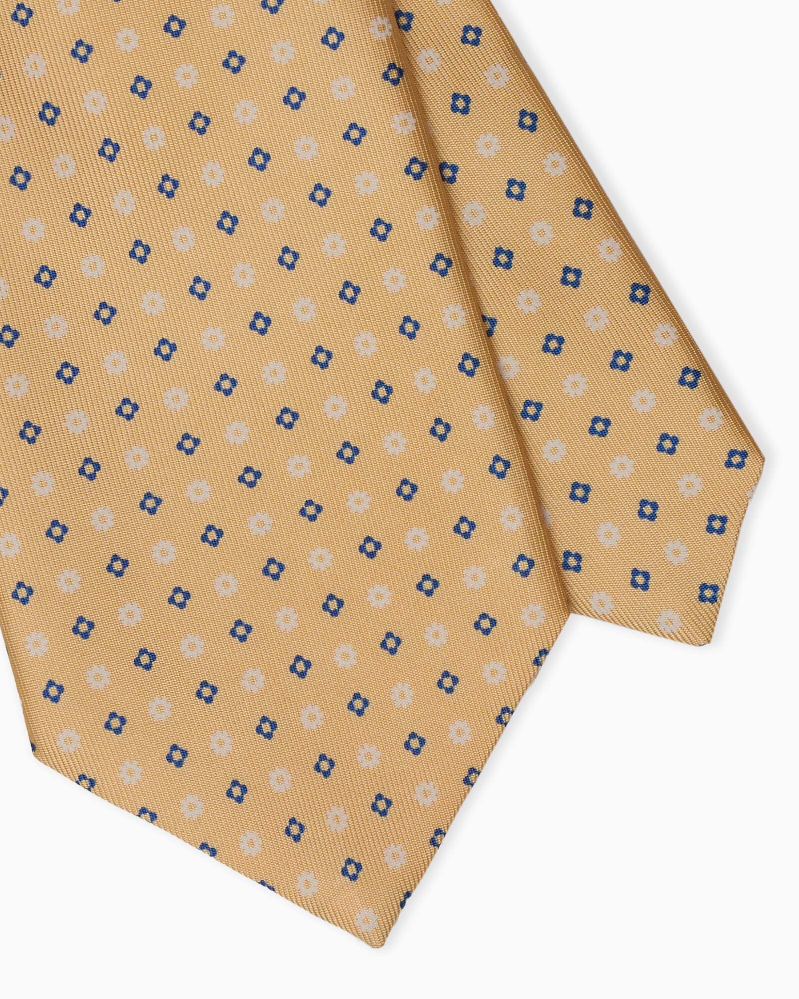 Yellow artisanal Italian silk tie with elegant micro motif