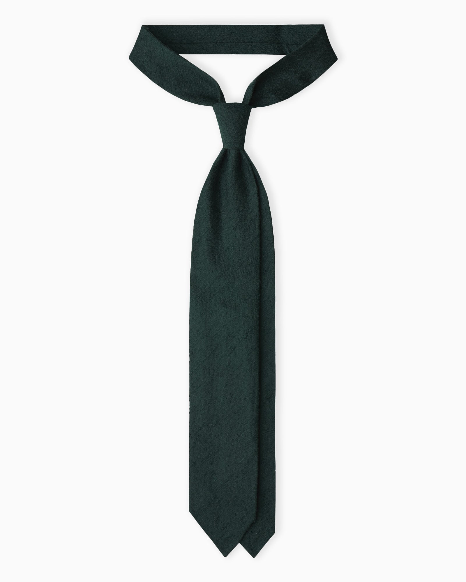 Forest green shantung silk tie handmade in Italy