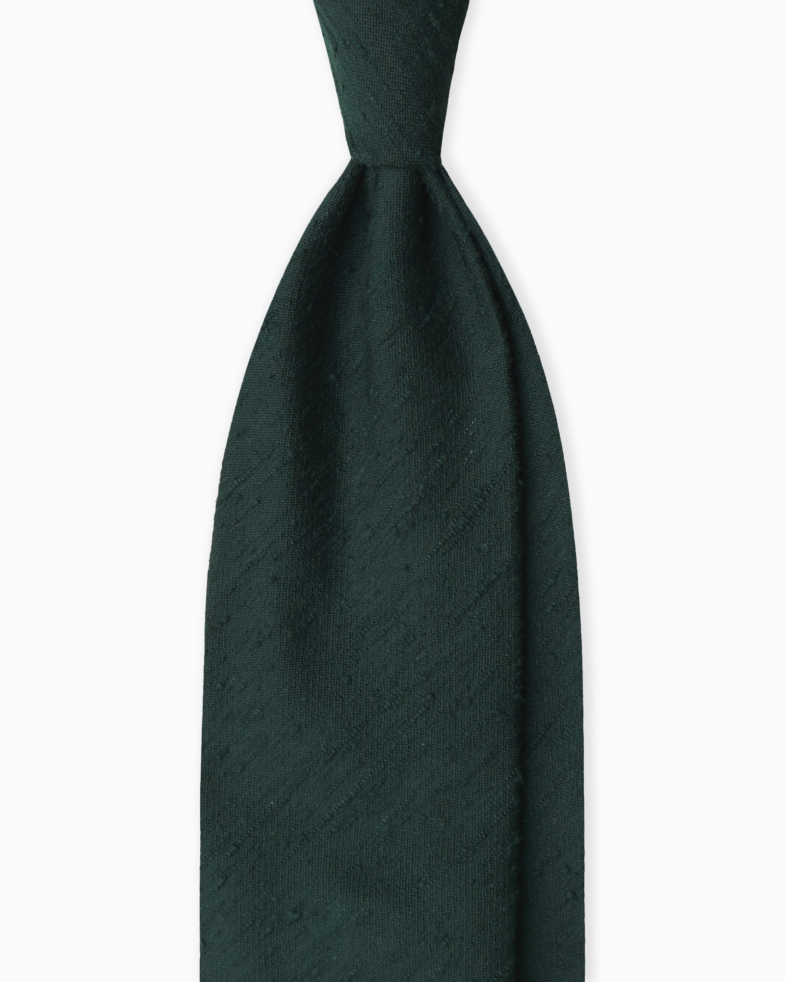 Cravatta in seta shantung verde bosco fatta a mano in Italia