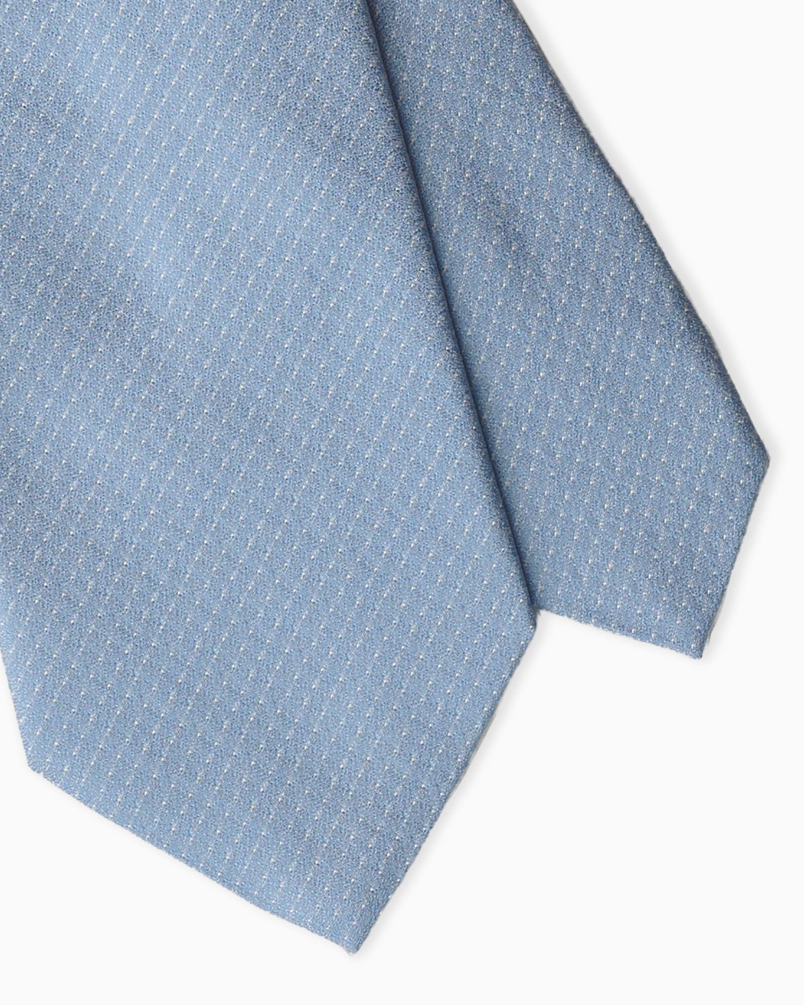 Cravatta artigianale celeste in seta jacquard 3 pieghe con micromotivo elegante