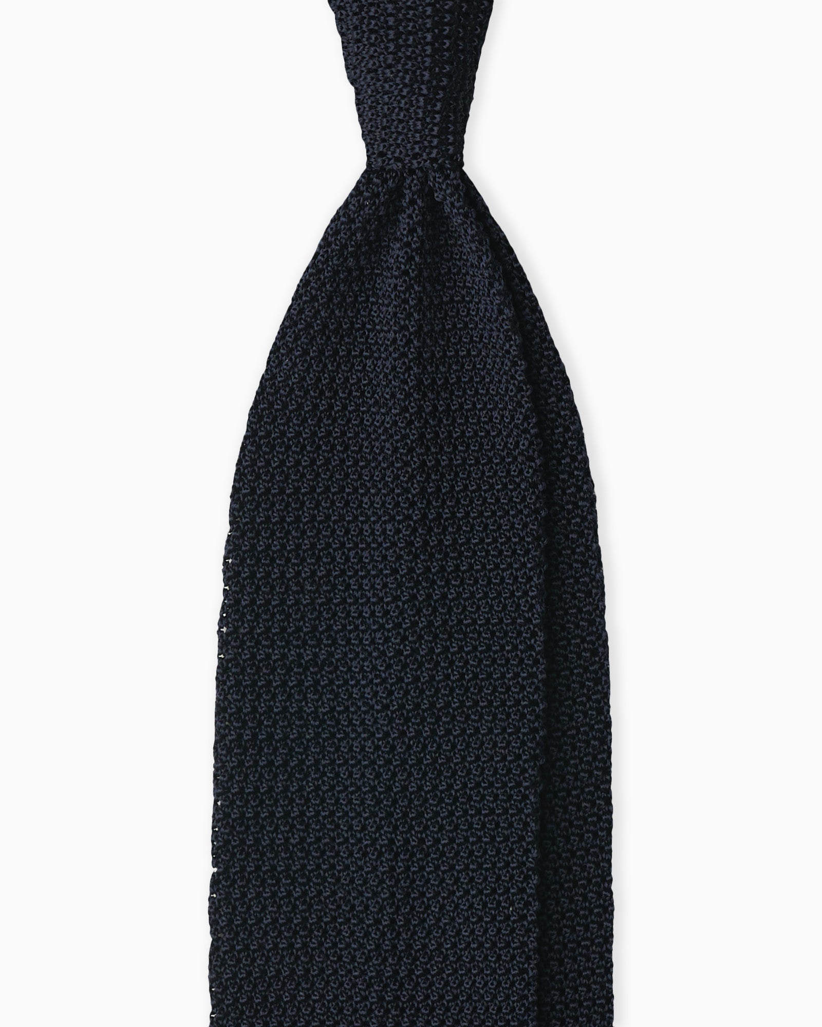 Blue crochet knit tie handmade in Italy with tricot texture