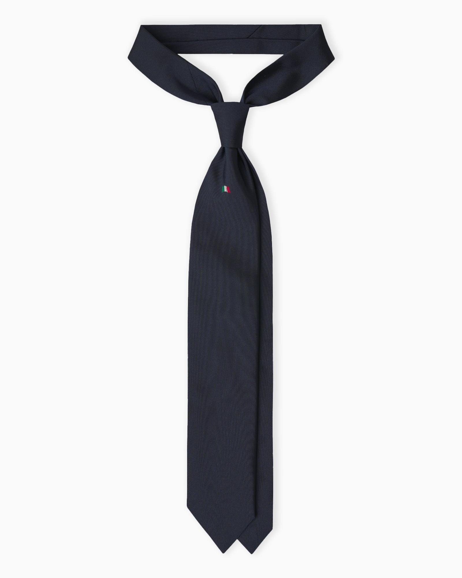 Bespoke blue jacquard silk tie with Italian flag pattern handmade in Italy