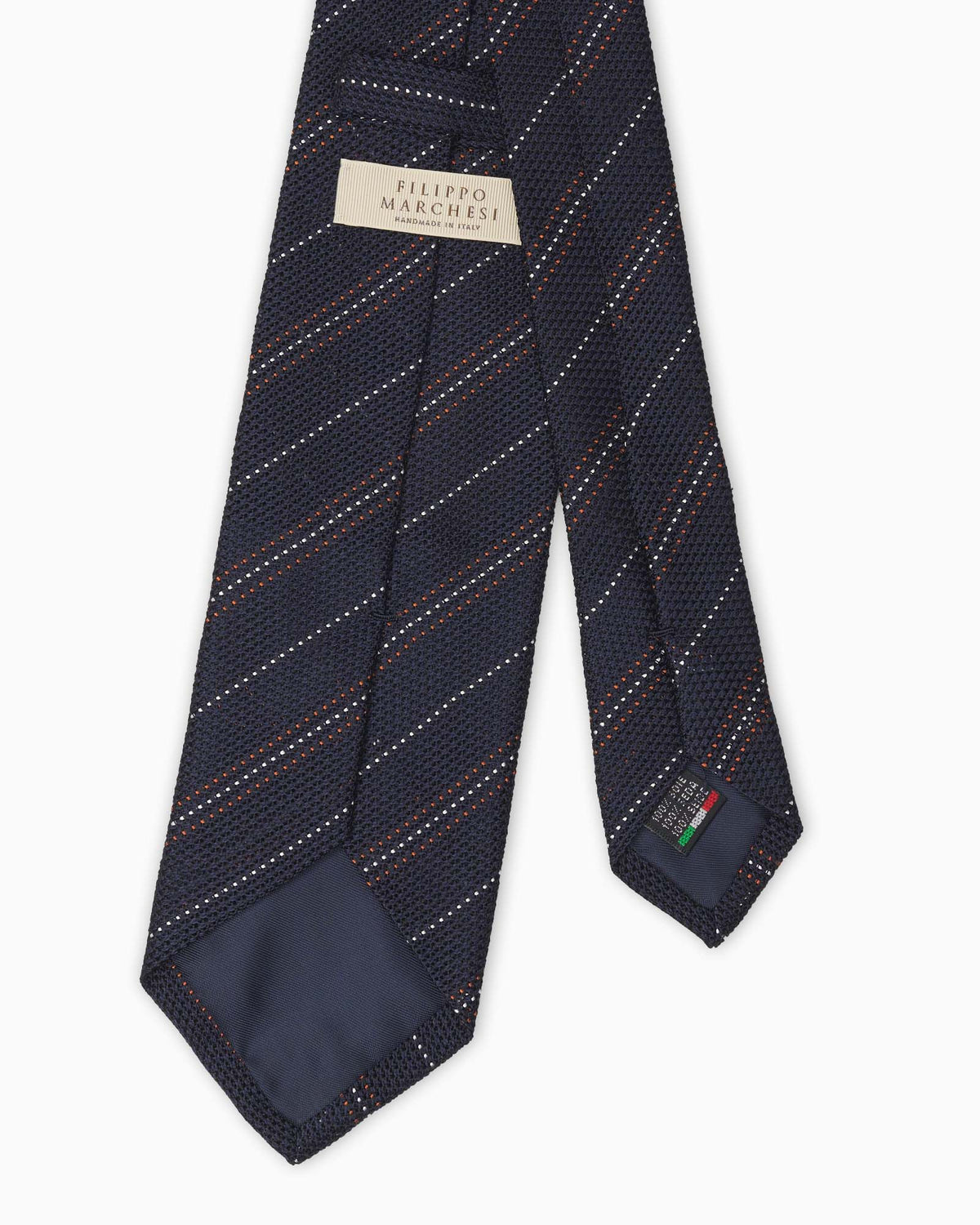 Cravatta in Seta Grenadine Regimental Righe Multiple - Blu Marrone