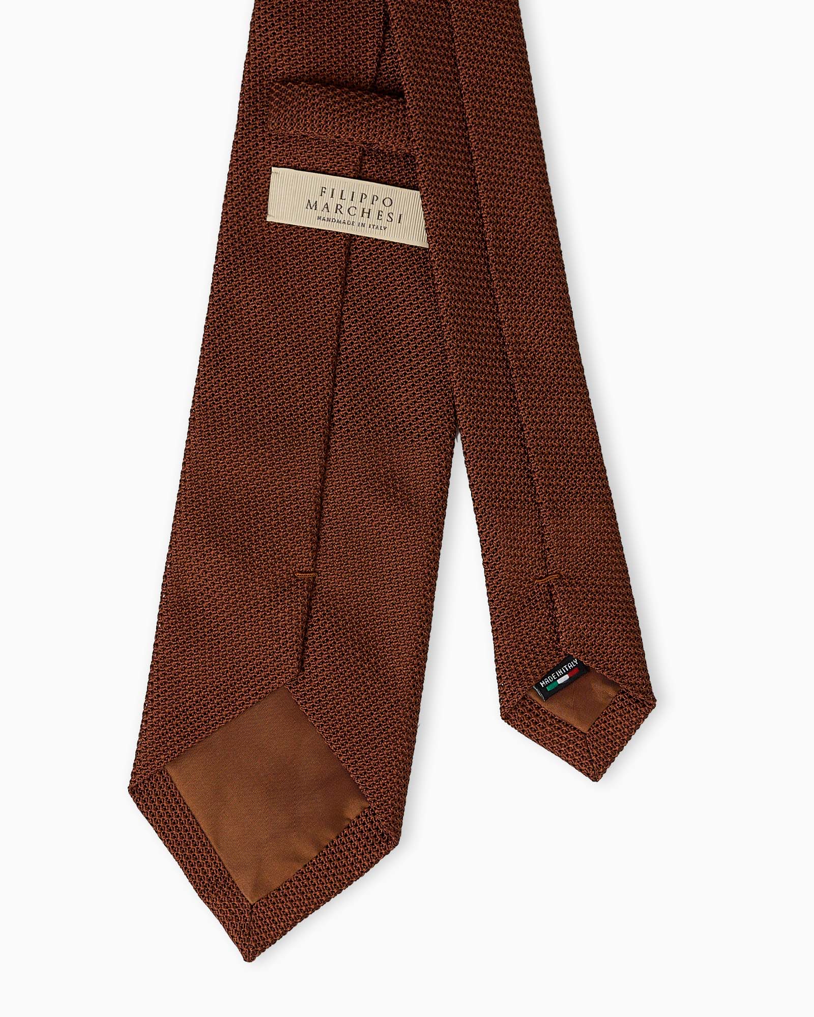 3-Fold Grenadine Garza Fina Silk Tie - Brown
