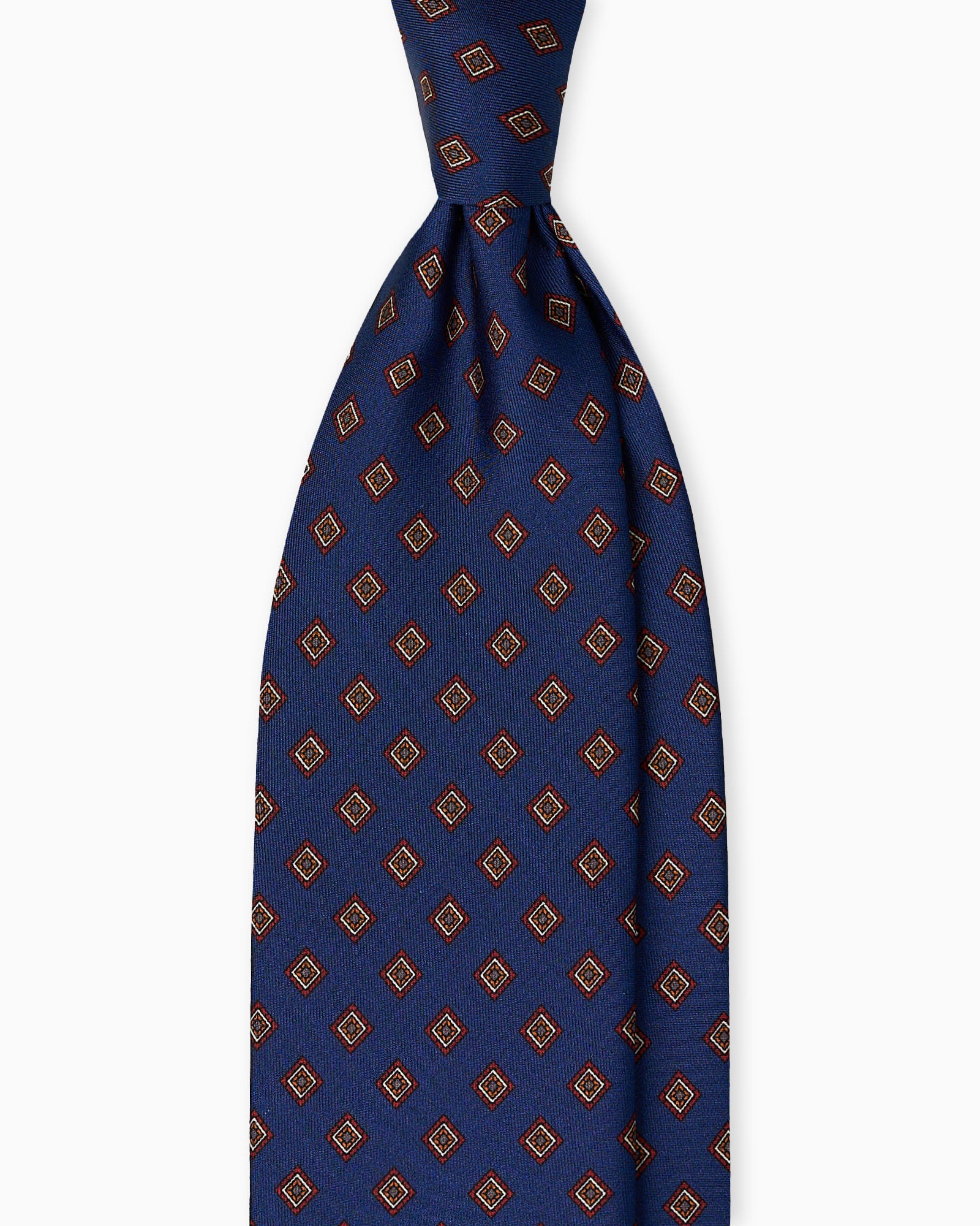 Geometric Pattern Printed Silk Tie - Blue