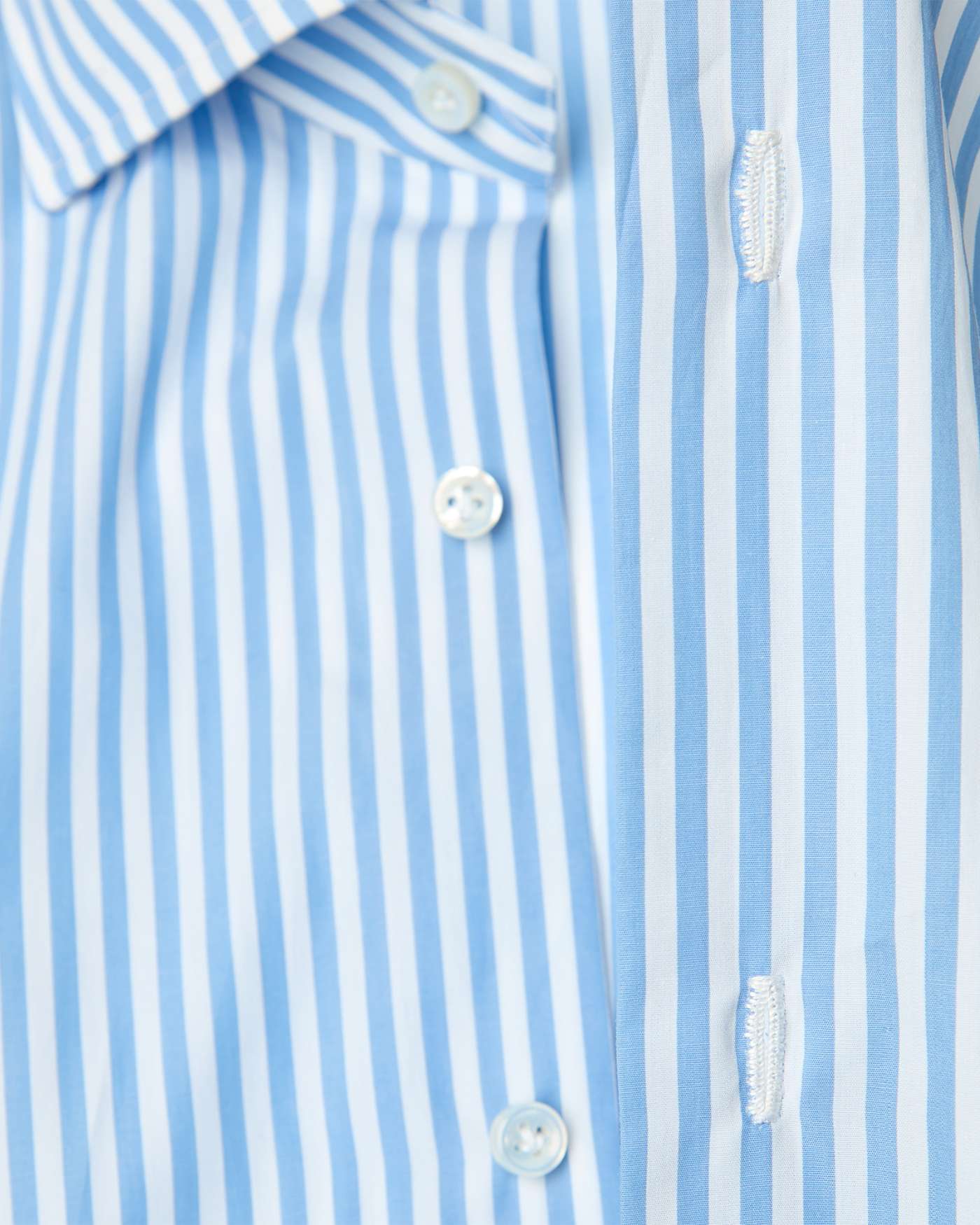 Camicia Classica Sartoriale a Righe in Cotone Collo Cutaway - Azzurro