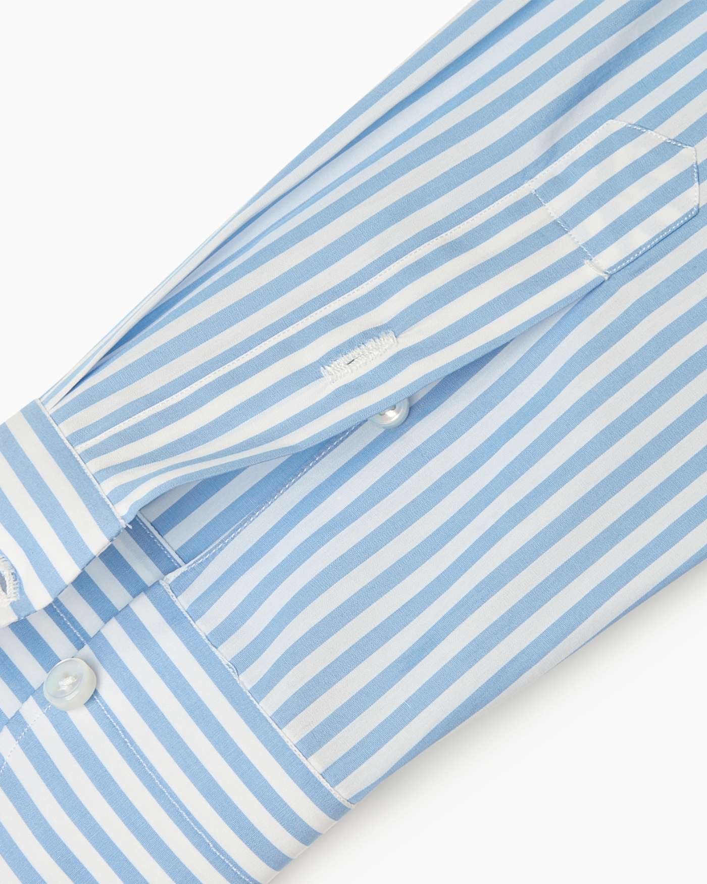 Camicia Classica Sartoriale a Righe in Cotone Collo Cutaway - Azzurro