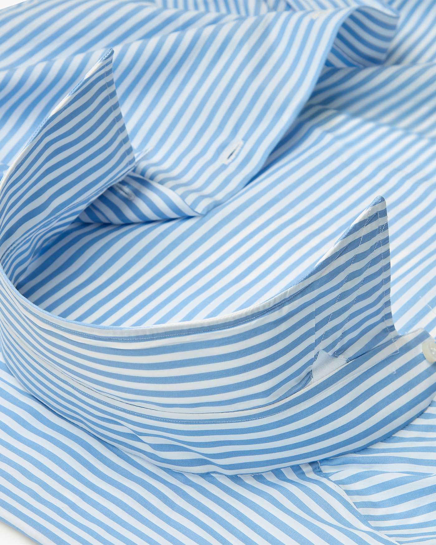 Camicia Classica Sartoriale a Righe in Cotone Collo Cutaway - Azzurro