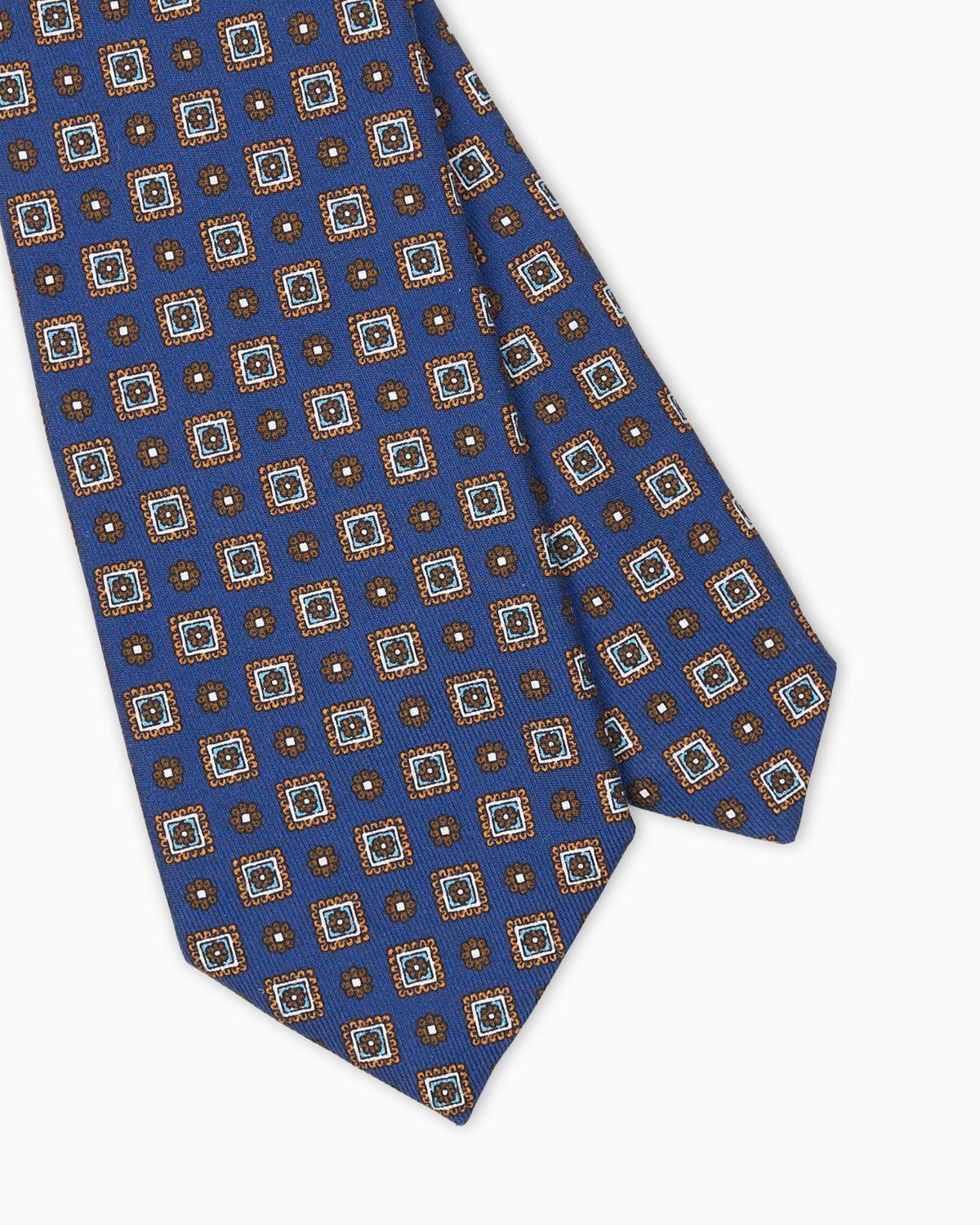 Floral Madder Silk Tie - Blue Brown