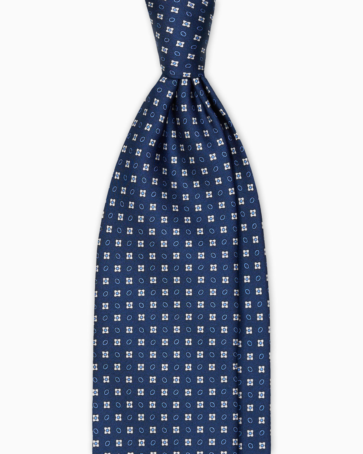 Micro Pattern Printed Silk Tie - Blue White