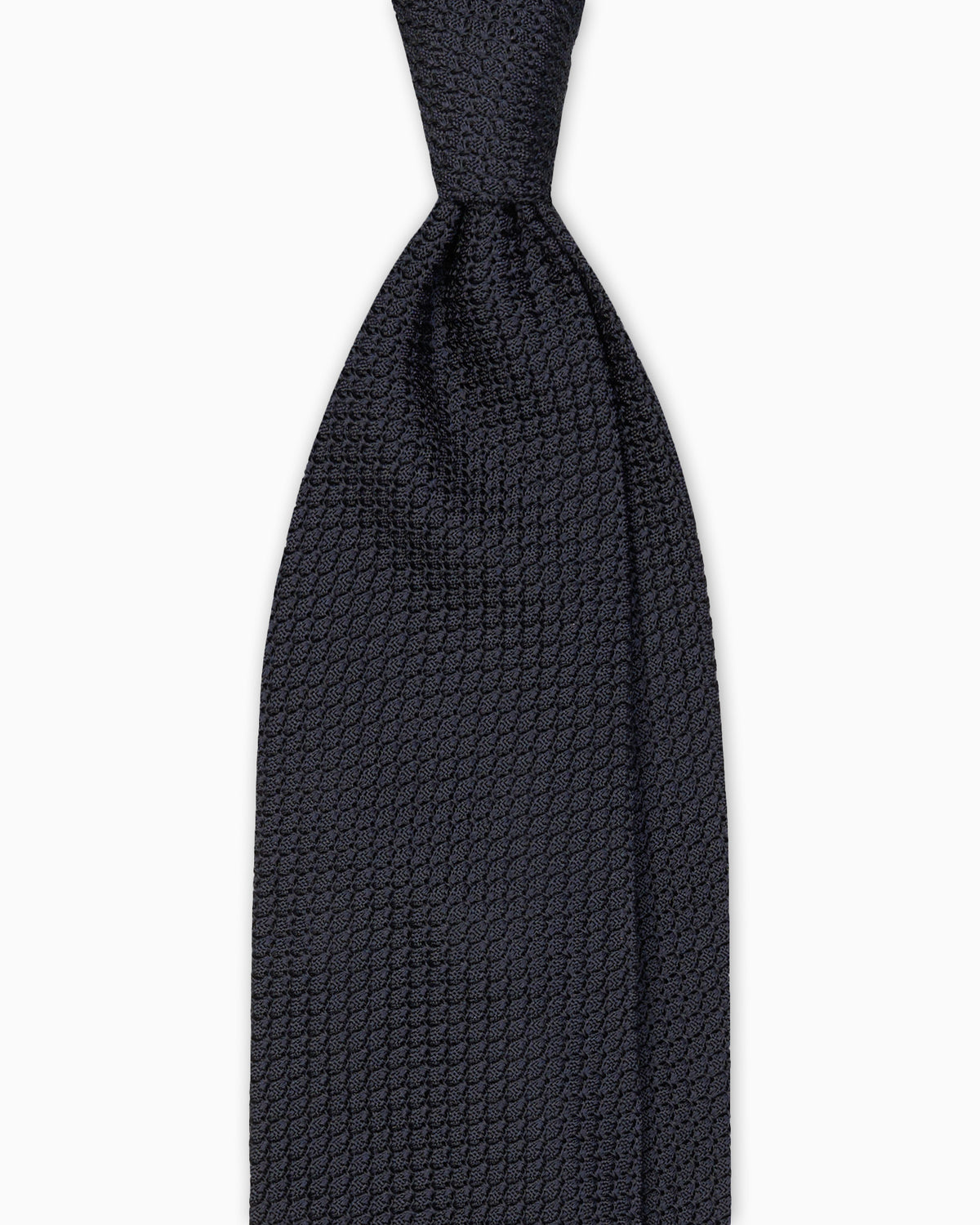 Blue grenadine silk tie with a garza grossa weave.
