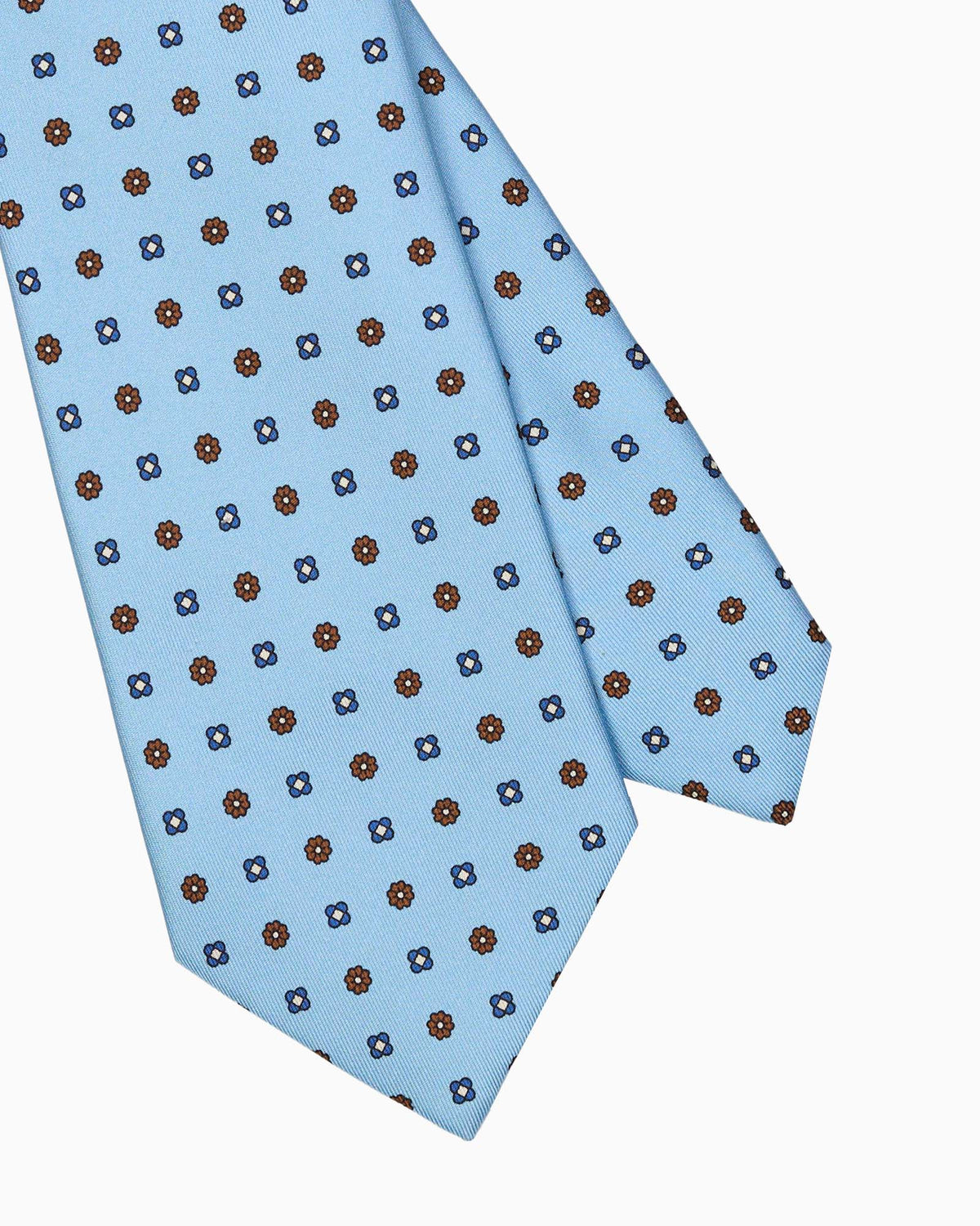 Floral Pattern Printed Silk Tie - Sky Blue