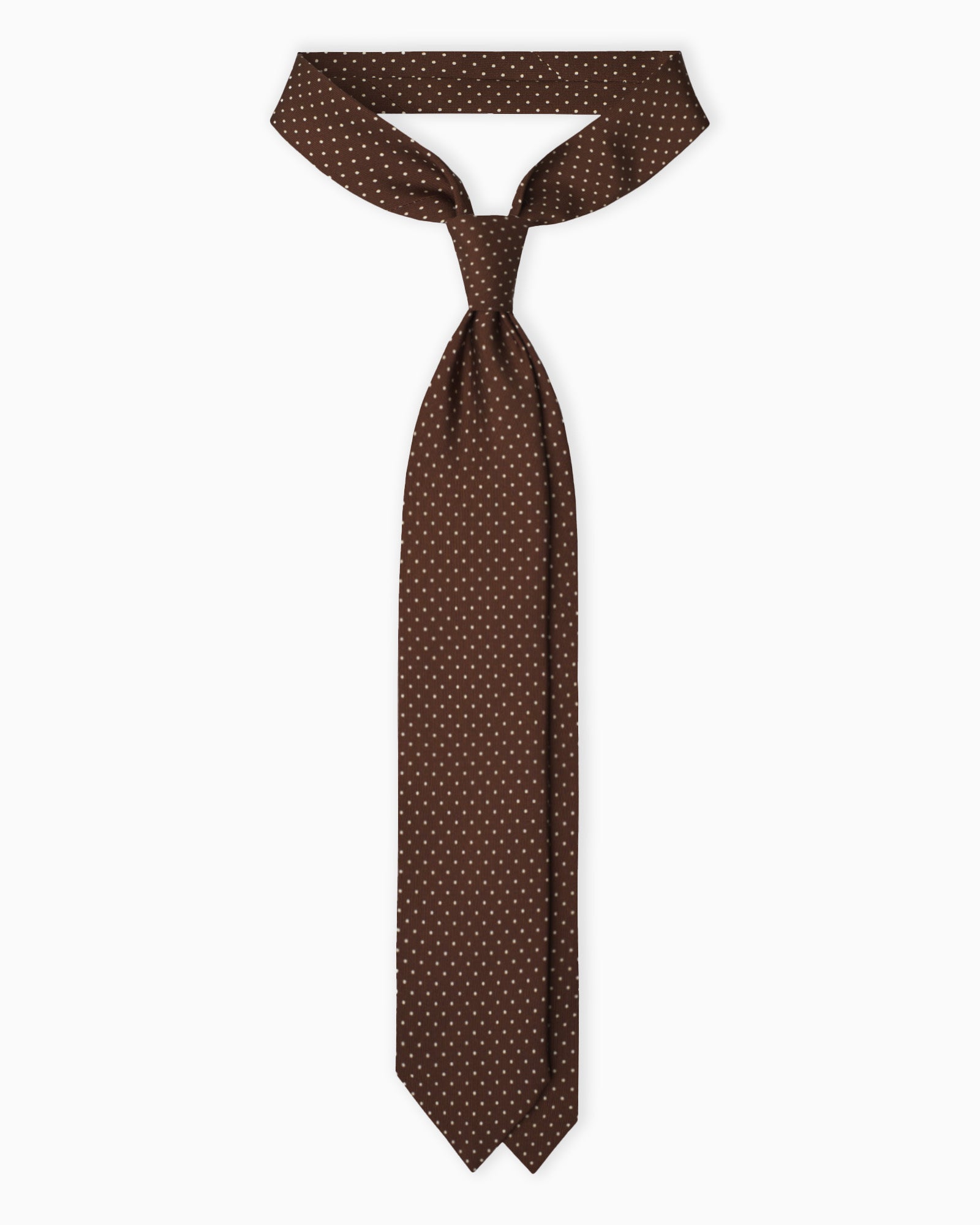 3 Fold Polka Dot Printed English Silk Tie - Brown