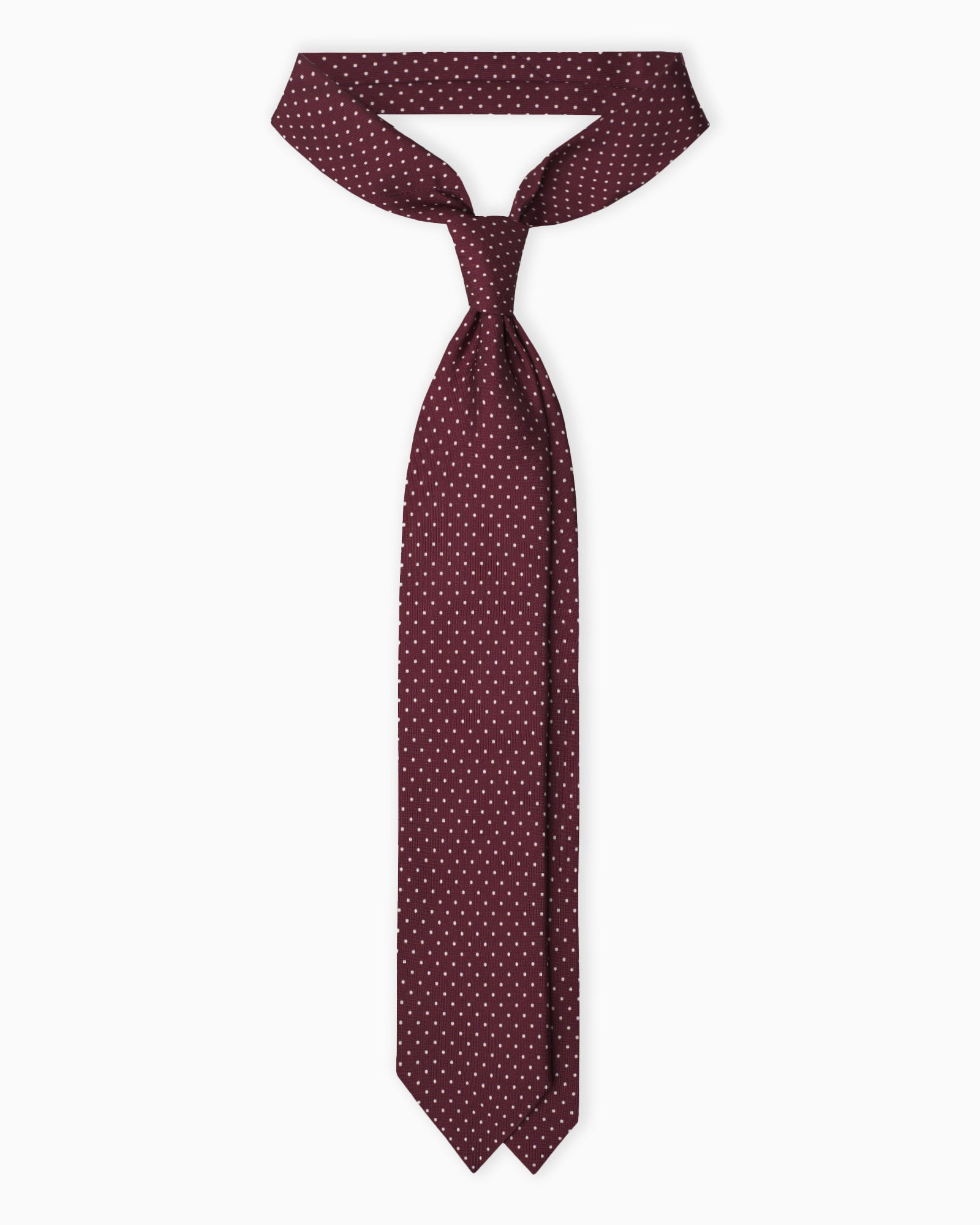 3-Fold Polka Dot Printed English Silk Tie - Burgundy