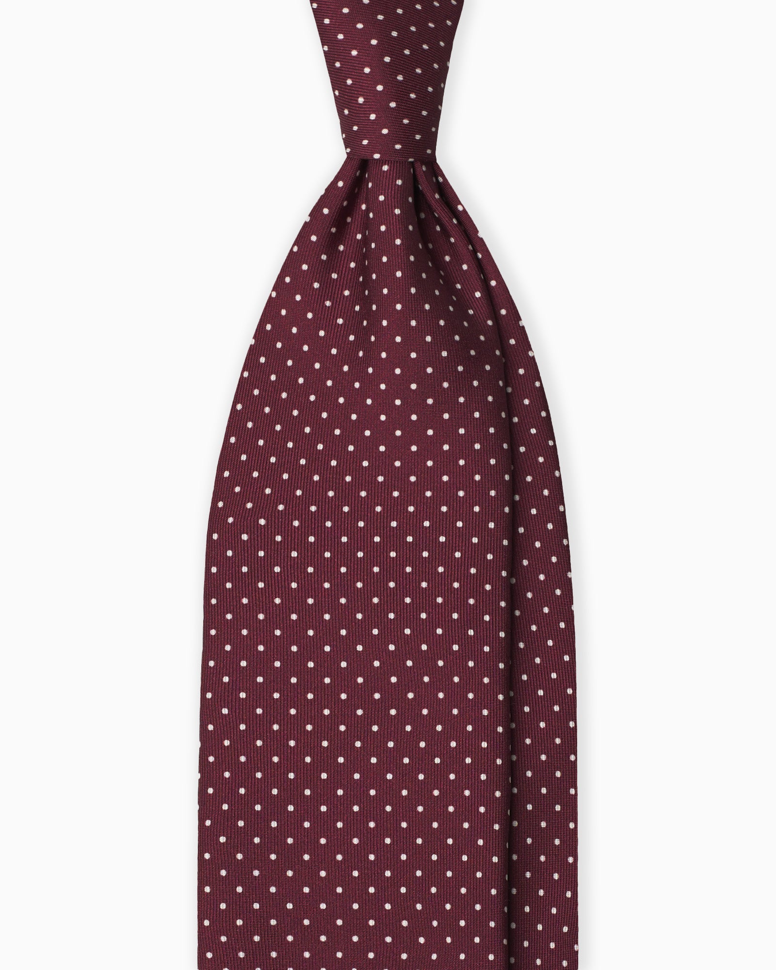 3-Fold Polka Dot Printed English Silk Tie - Burgundy