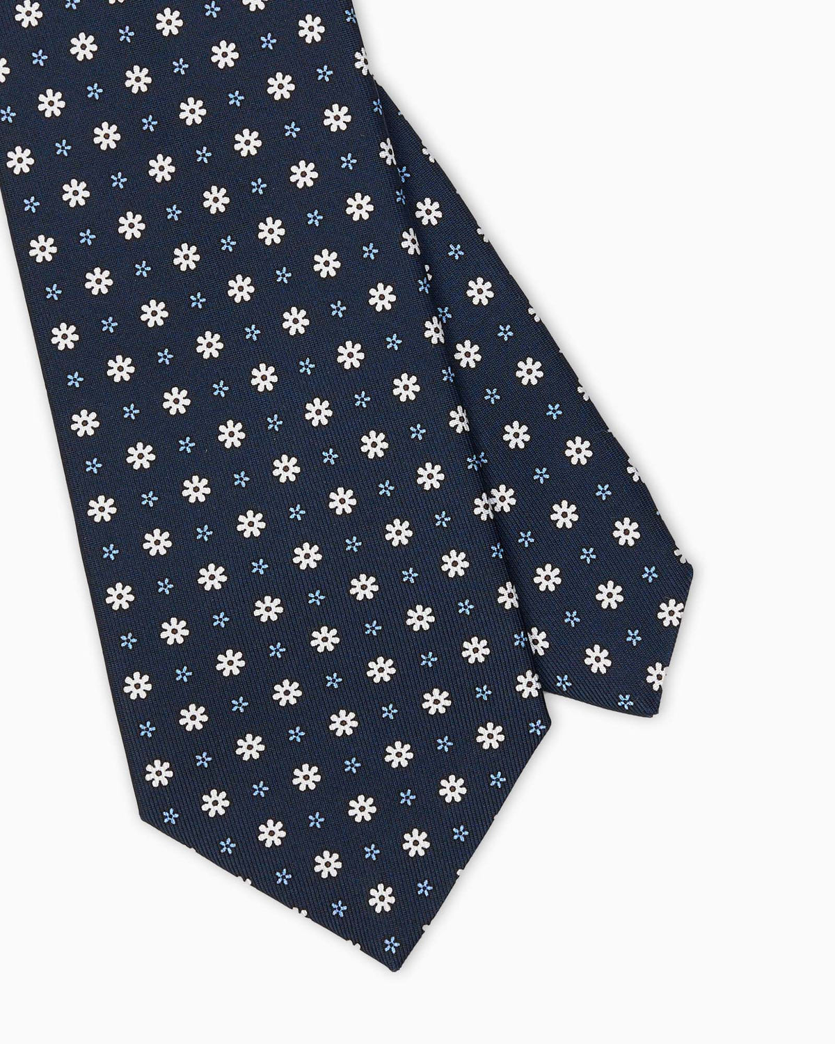 English Silk Floral Pattern Tie - Blue White