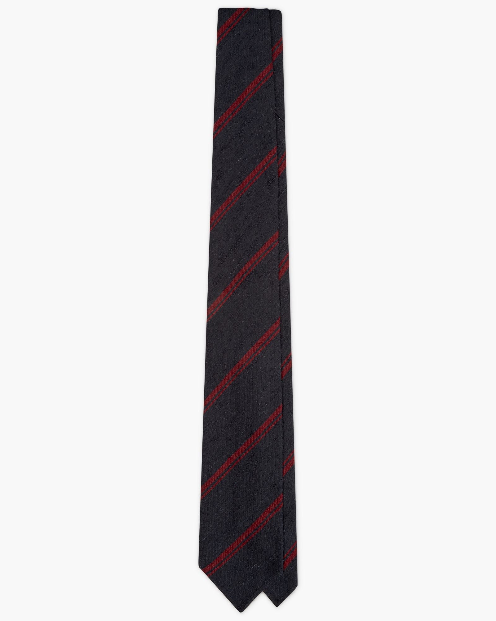 3-Fold Multi Stripe Shantung Silk Tie - Bordeaux Blue