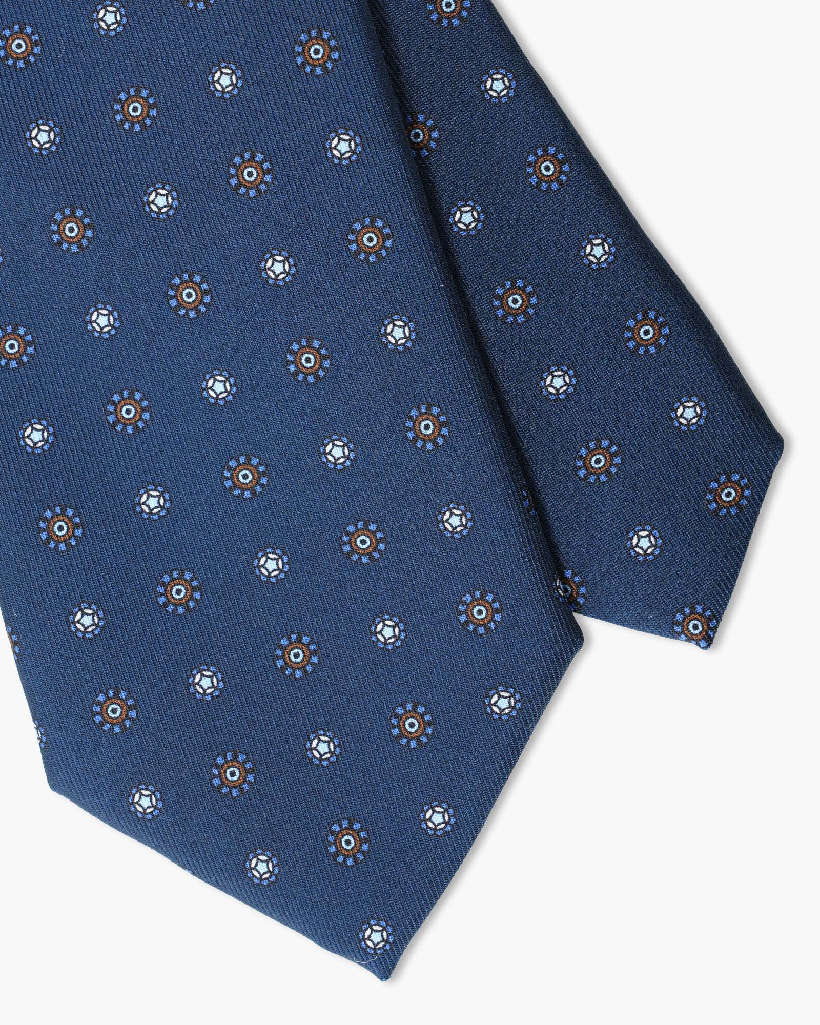 Cravatta in Seta Inglese Stampata – Blu di Persia con Microfiori